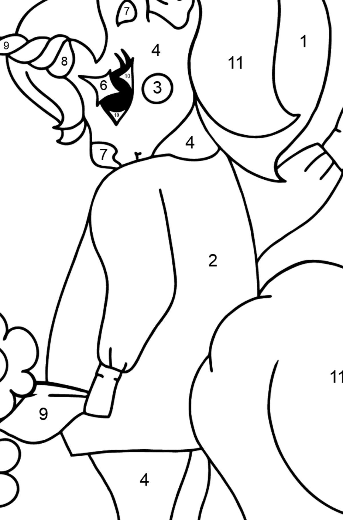 Magic Unicorn coloring page - Coloring by Numbers for Kids