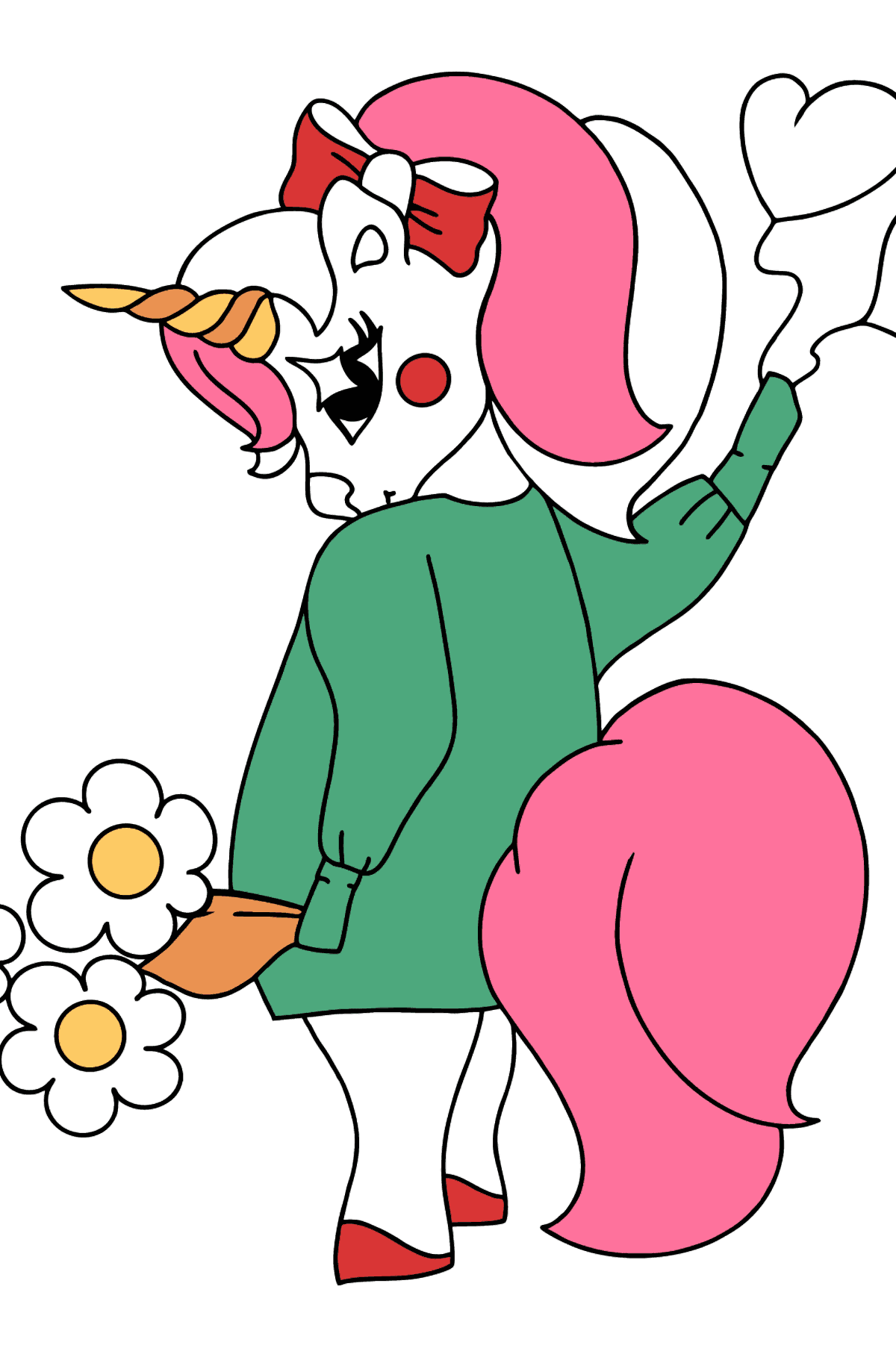 Dibujo para Colorear de Unicornio con Flores - Dibujos para Colorear para Niños
