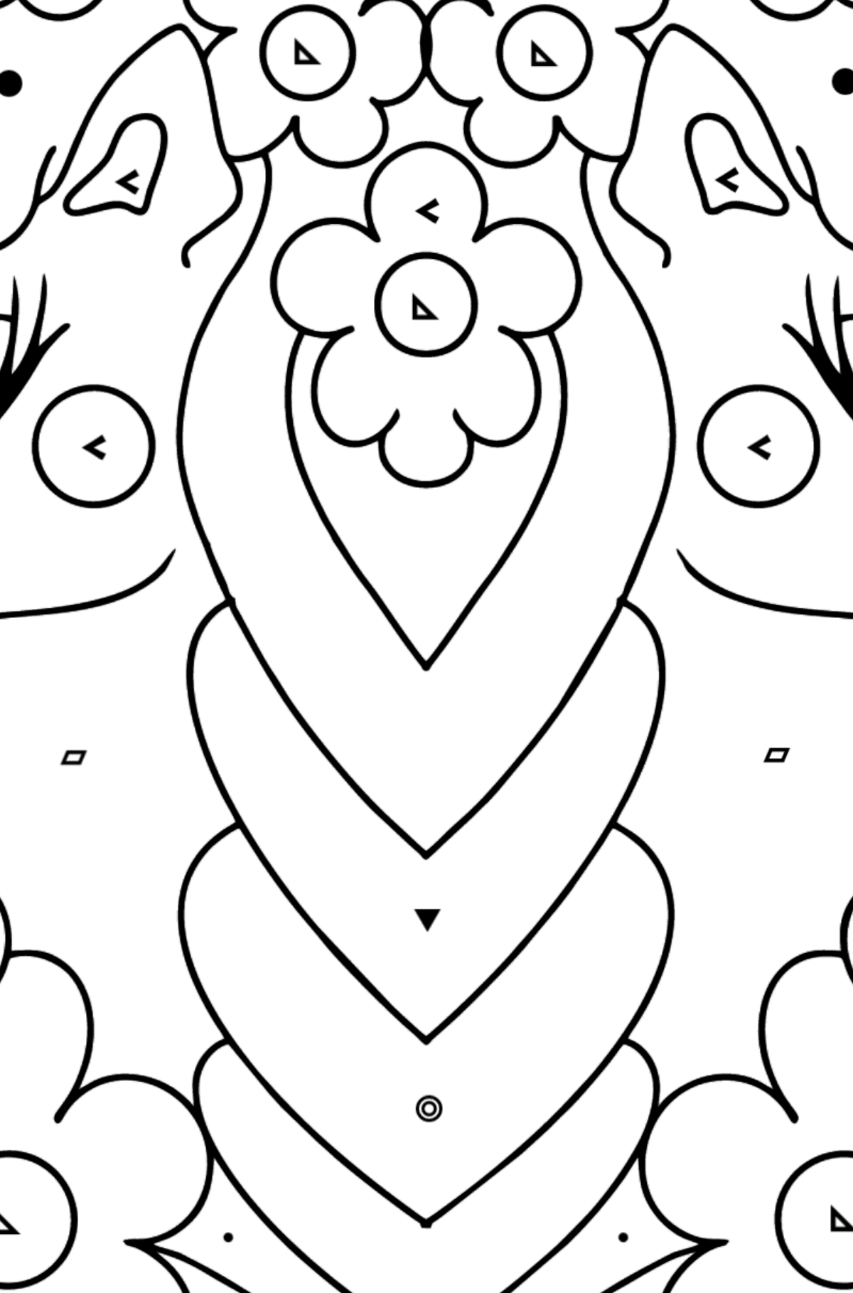 Coloring page cartoon Unicorn - Coloring by Symbols and Geometric Shapes for Kids