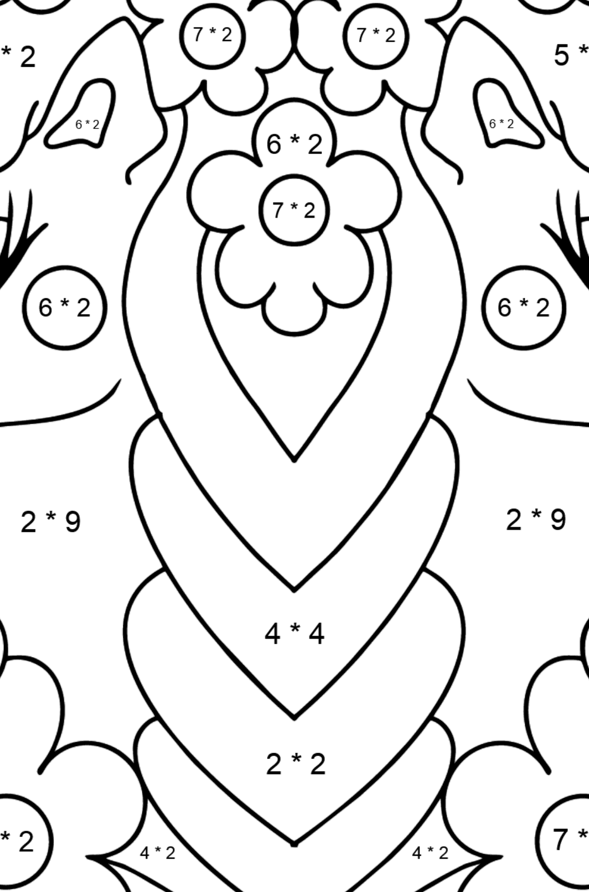 Coloring page cartoon Unicorn - Math Coloring - Multiplication for Kids