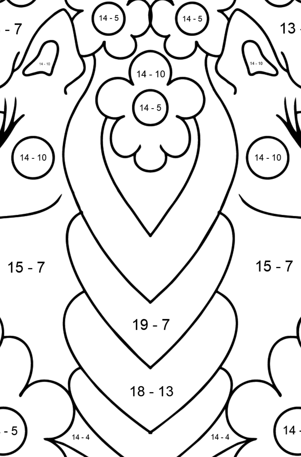 Coloring page cartoon Unicorn - Math Coloring - Subtraction for Kids