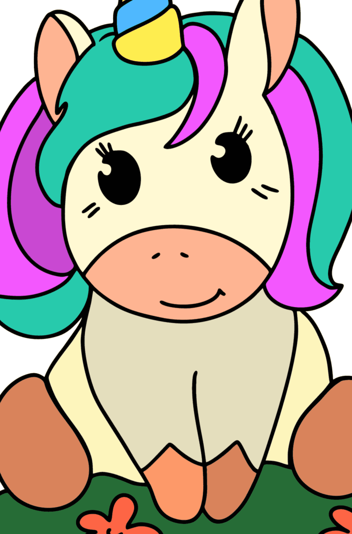 Desen de colorat Unicorn iubitor de desene animate - Desen de colorat după Număr pentru copii