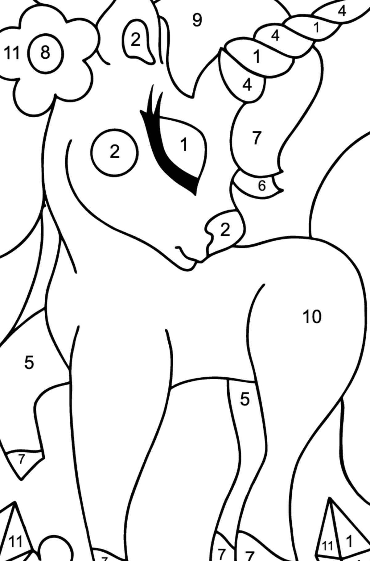 Charming Unicorn Coloring Page - Coloring by Numbers for Kids