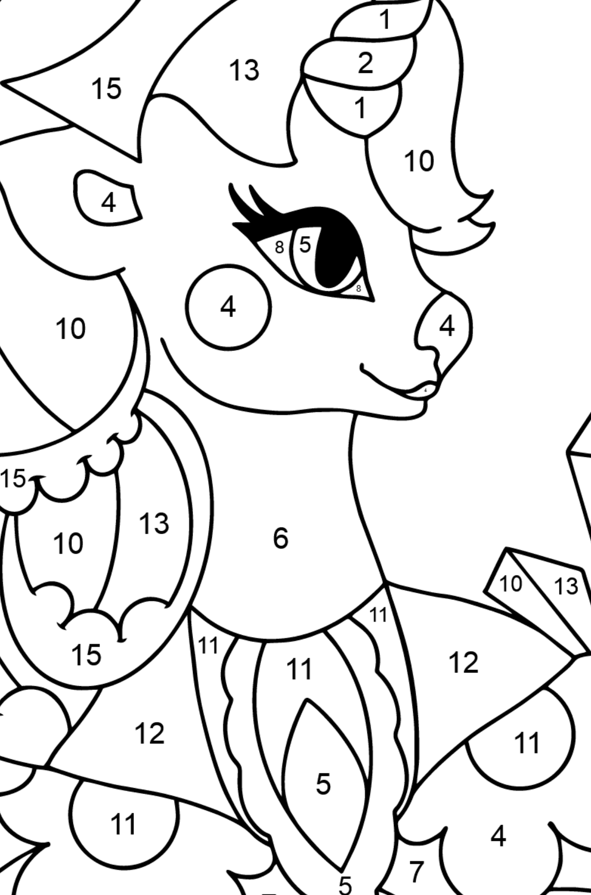 Beautiful Unicorn coloring page - Coloring by Numbers for Kids
