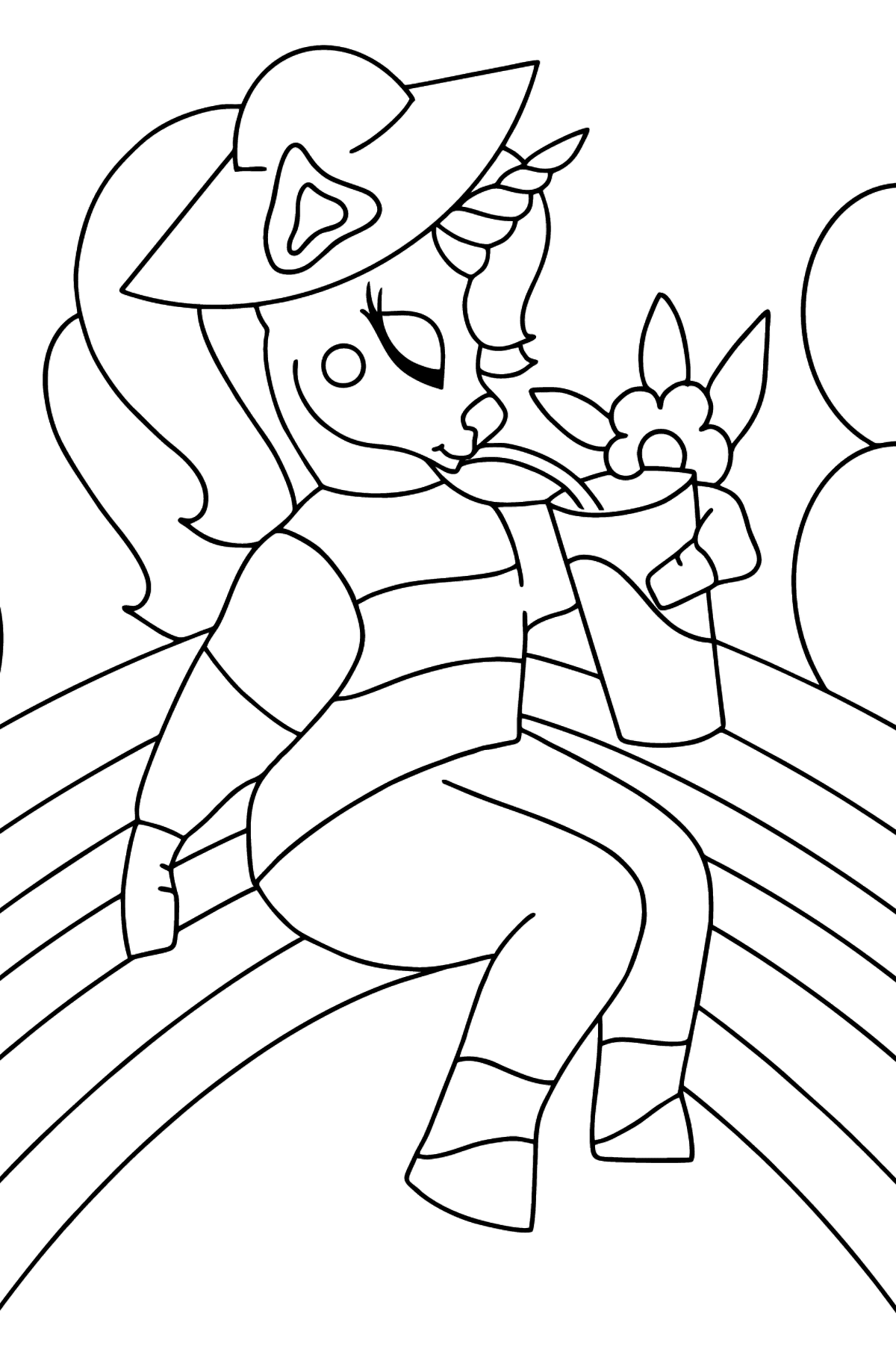 Rainbow Unicorn coloring page - Coloring Pages for Kids