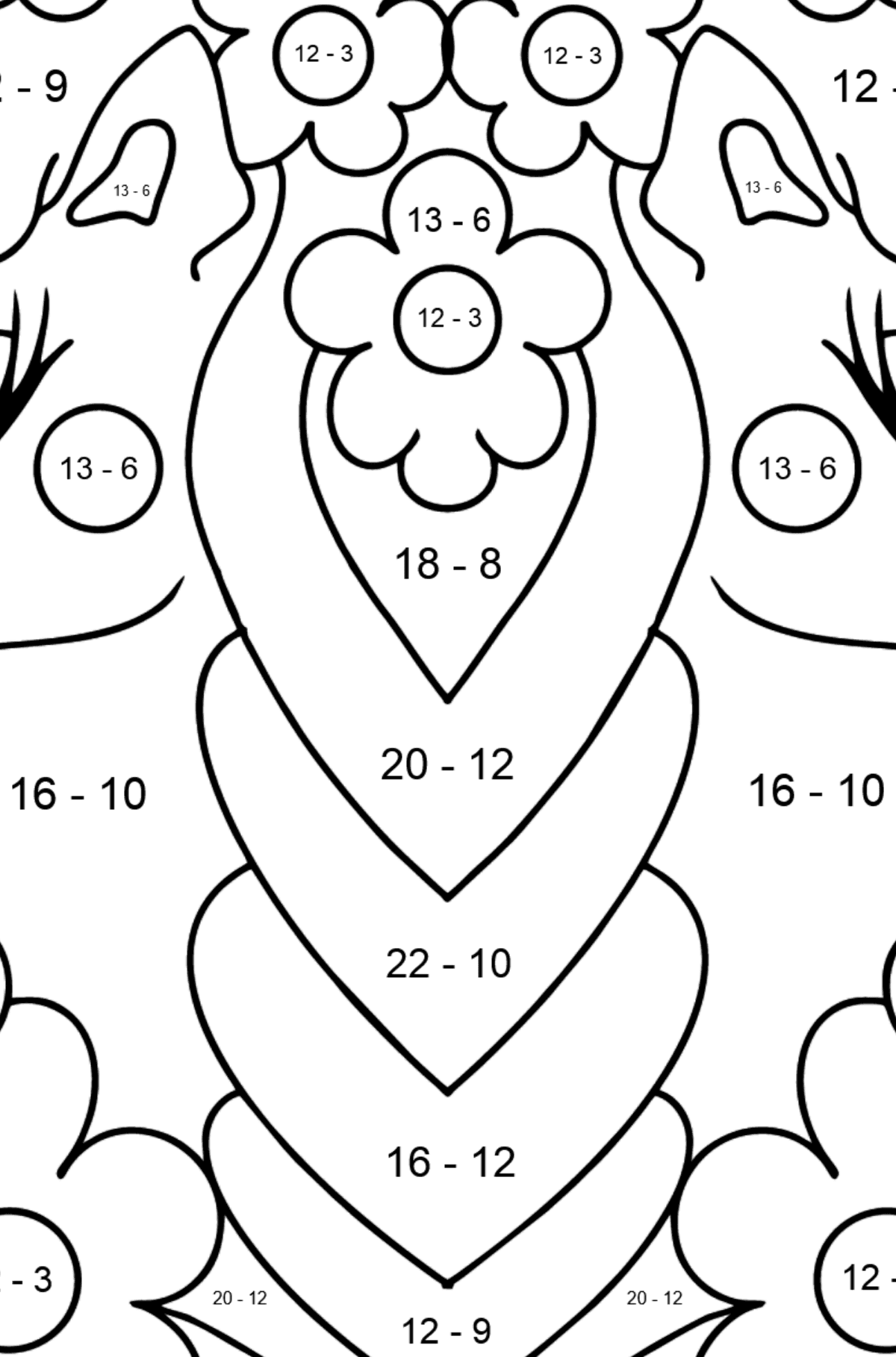Difficult Unicorn Coloring Book - Math Coloring - Subtraction for Kids