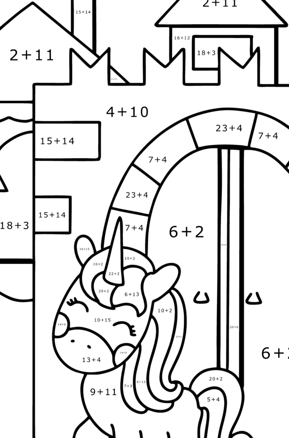 Dreamland coloring page - Math Coloring - Addition for Kids