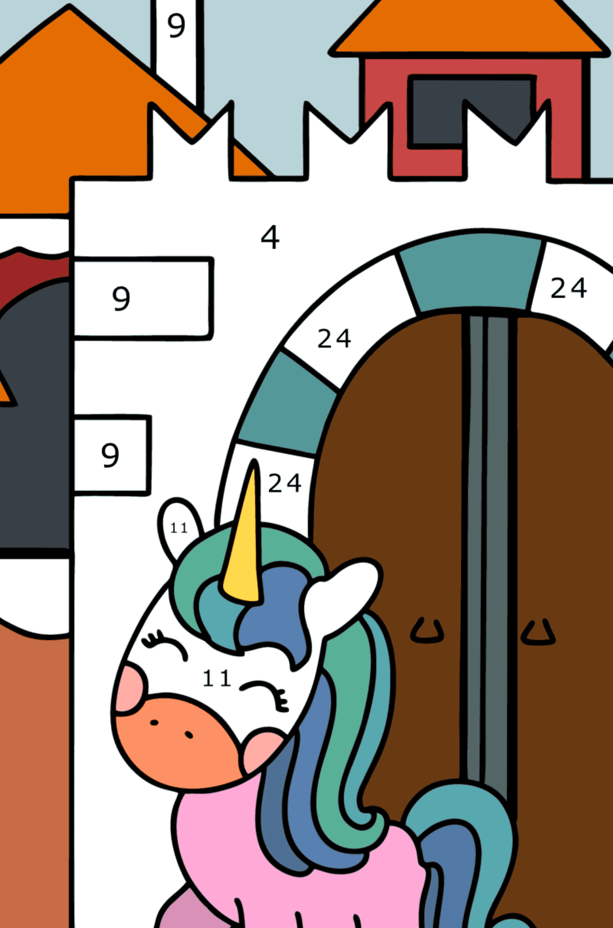 Kolorowanka Kraina Wróżek - Koloruj według numerów dla dzieci