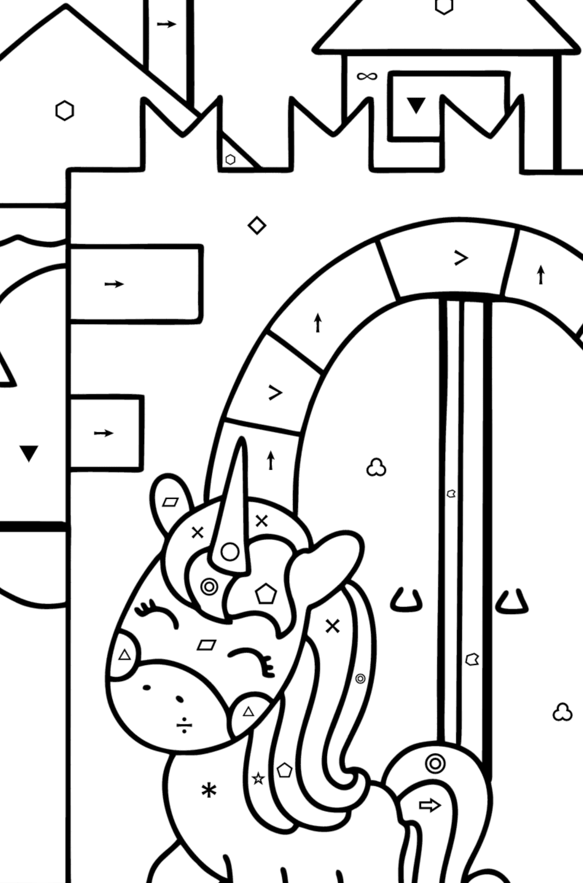 Dreamland coloring page - Coloring by Symbols and Geometric Shapes for Kids