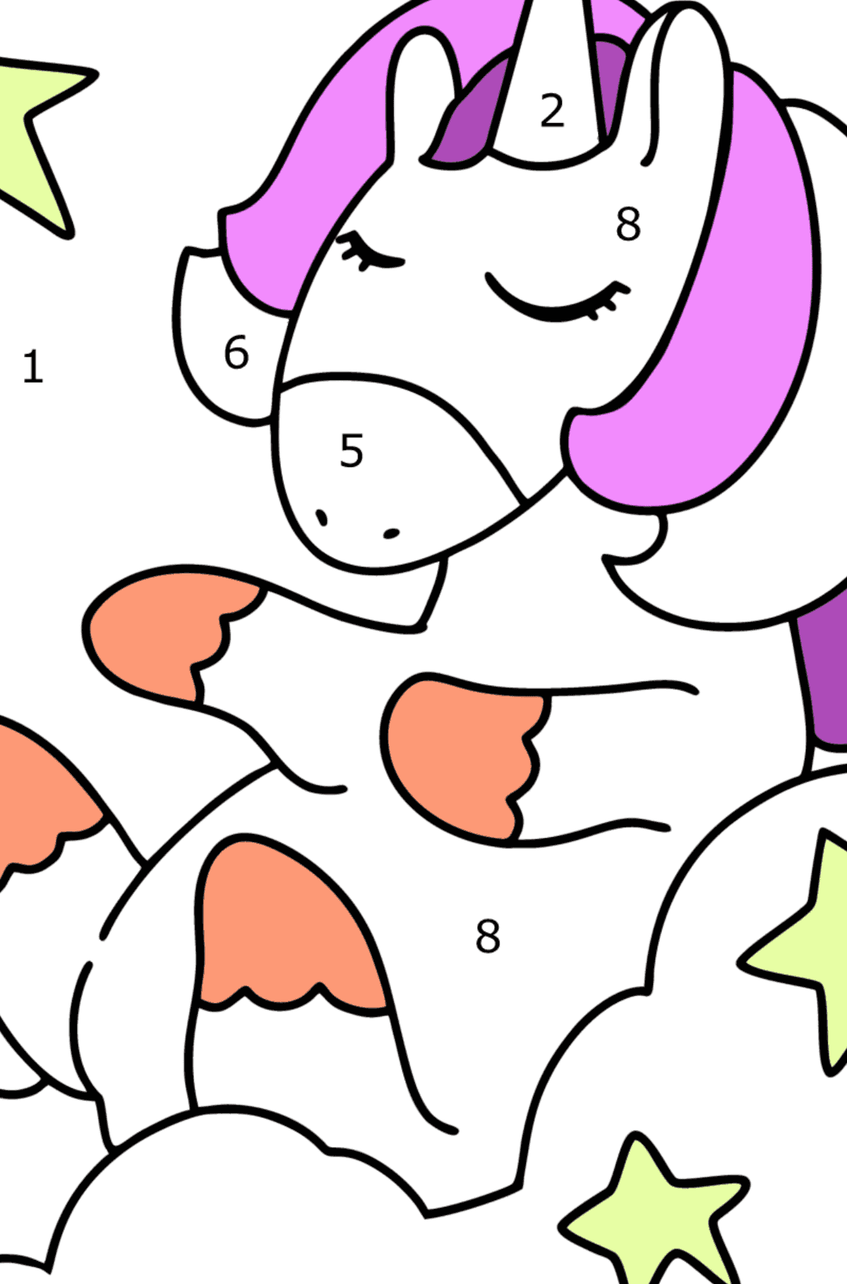 Coloriage drôle de licorne - Coloriage par Chiffres pour les Enfants
