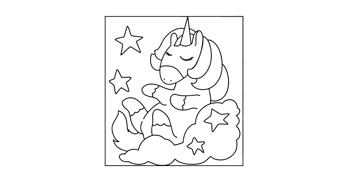 Mewarnai gambar unicorn lucu - Online dan Cetak Gratis!