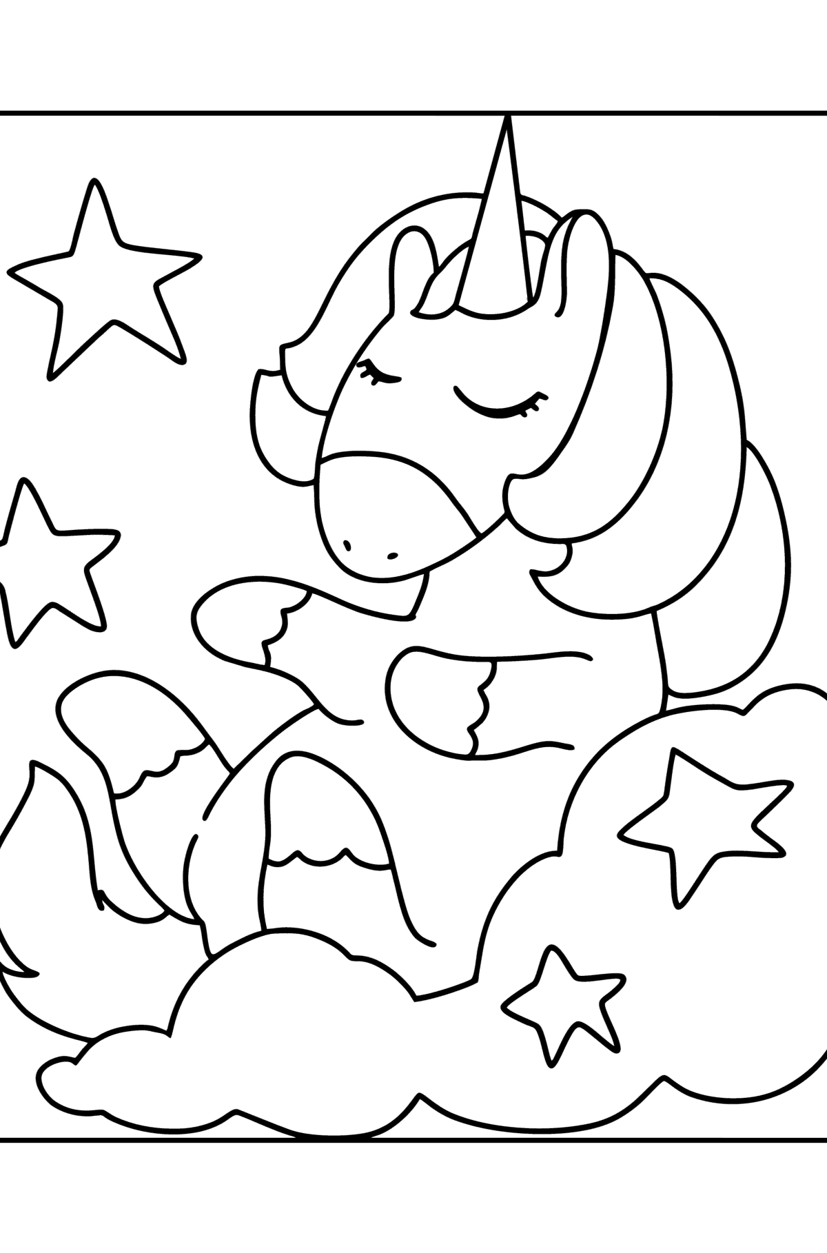 Dibujo para colorear de Unicornio divertido - Dibujos para Colorear para Niños