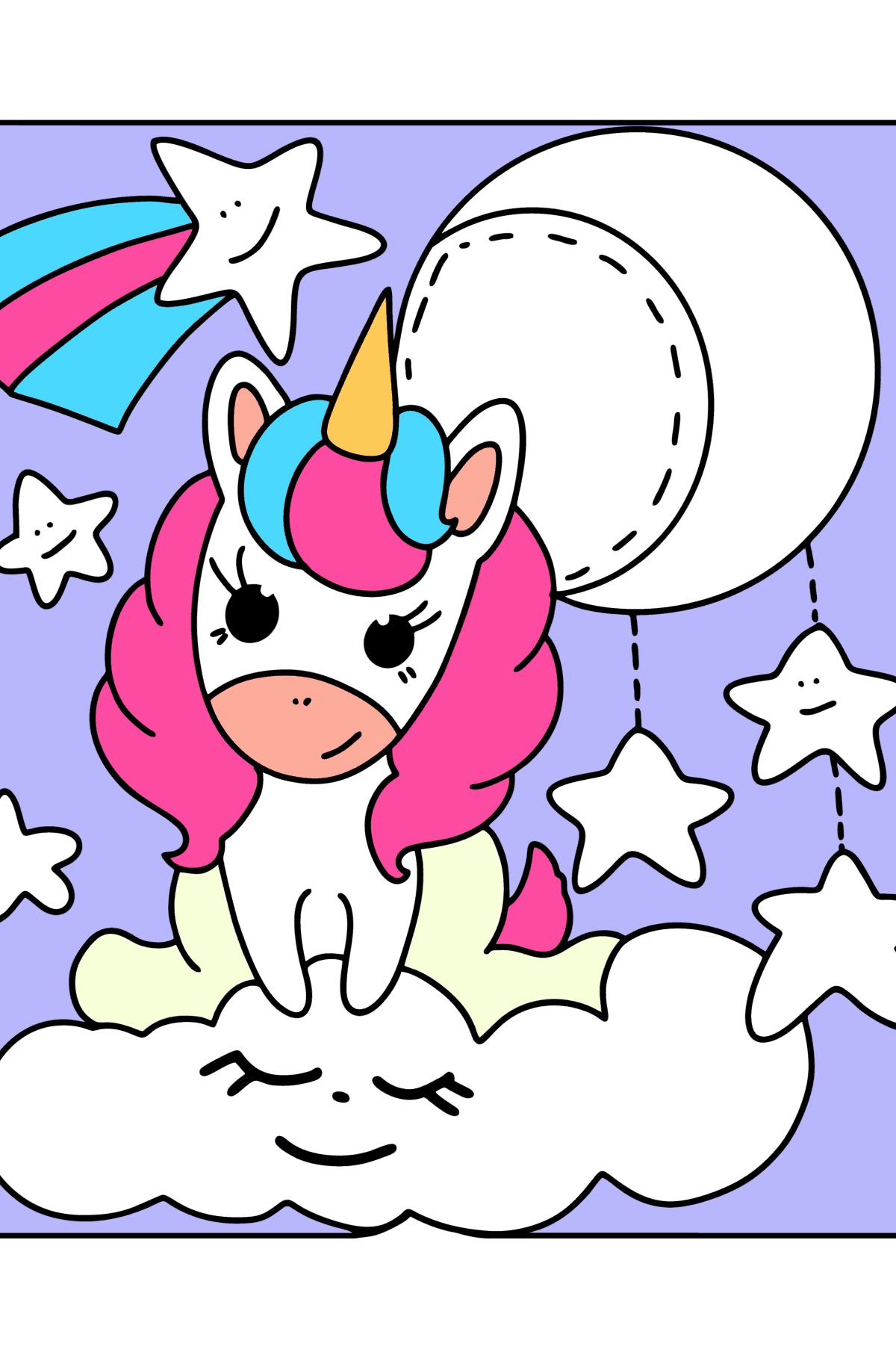 Moon unicorn coloring page - Coloring Pages for Kids