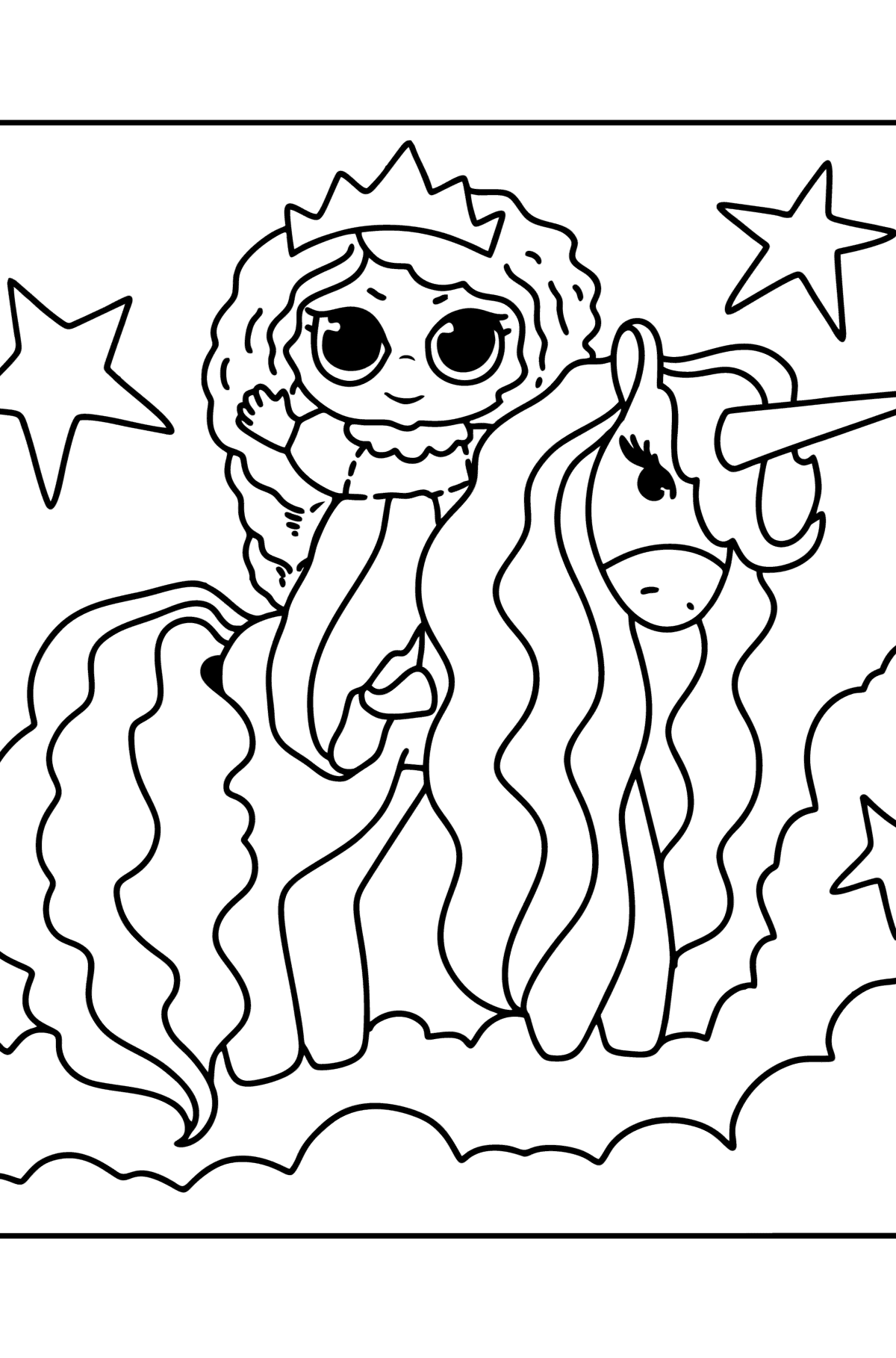 Princess and unicorn coloring page - Coloring Pages for Kids