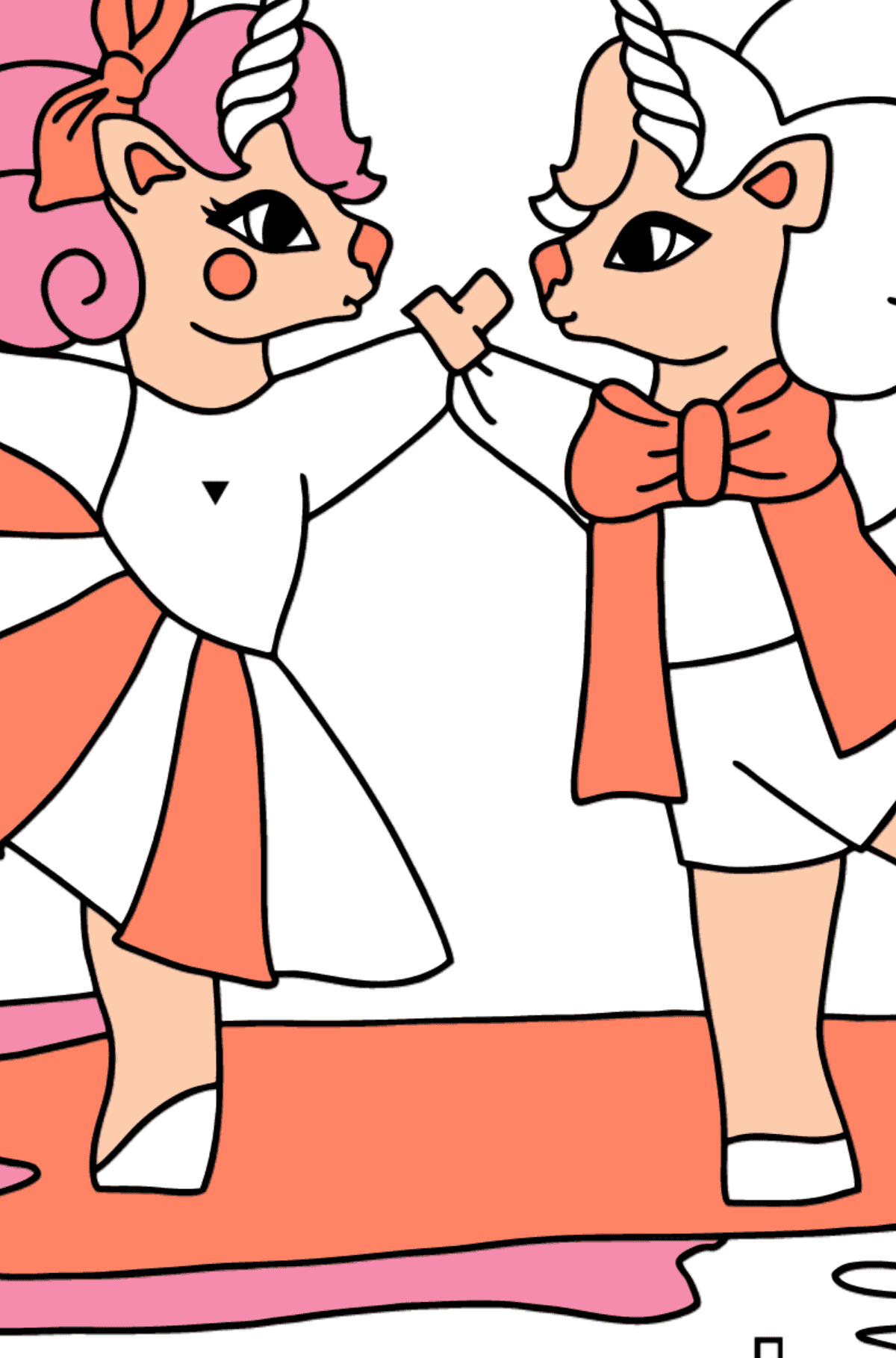 Unicórnios adoráveis (fácil) - Colorir por Símbolos para Crianças