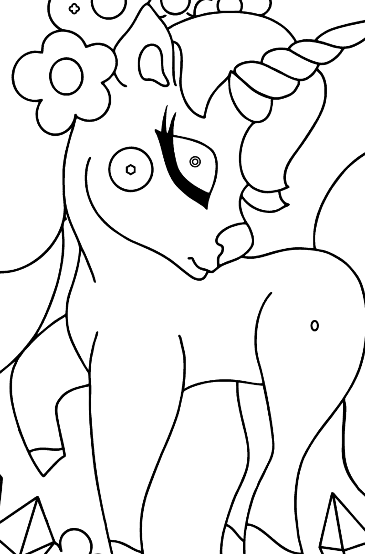 Simple Unicorn Coloring Book for Kids - Coloring by Geometric Shapes for Kids
