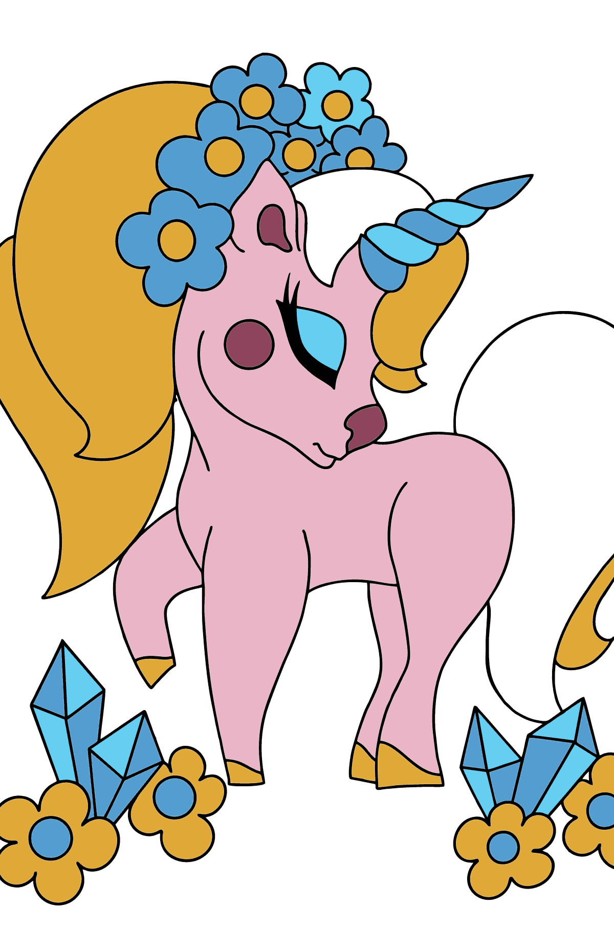 Desen de colorat unicorn visător (simplu) - Desene de colorat pentru copii