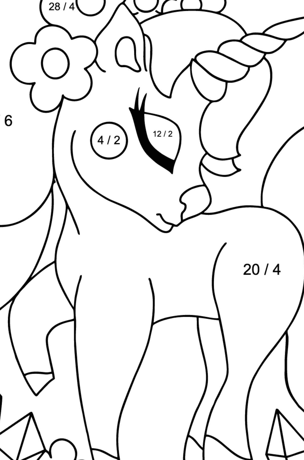 Simple Unicorn Coloring Book for Kids - Math Coloring - Division for Kids