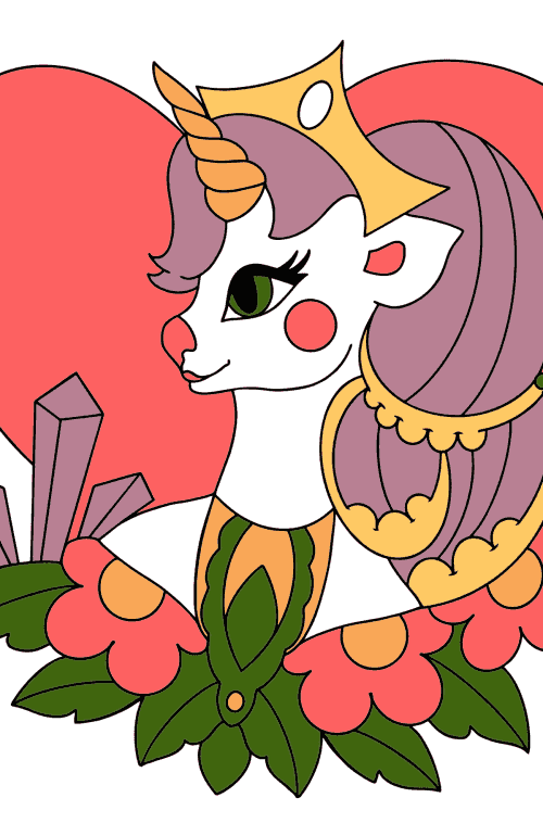 Mewarnai gambar unicorn lucu - Online dan Cetak Gratis!