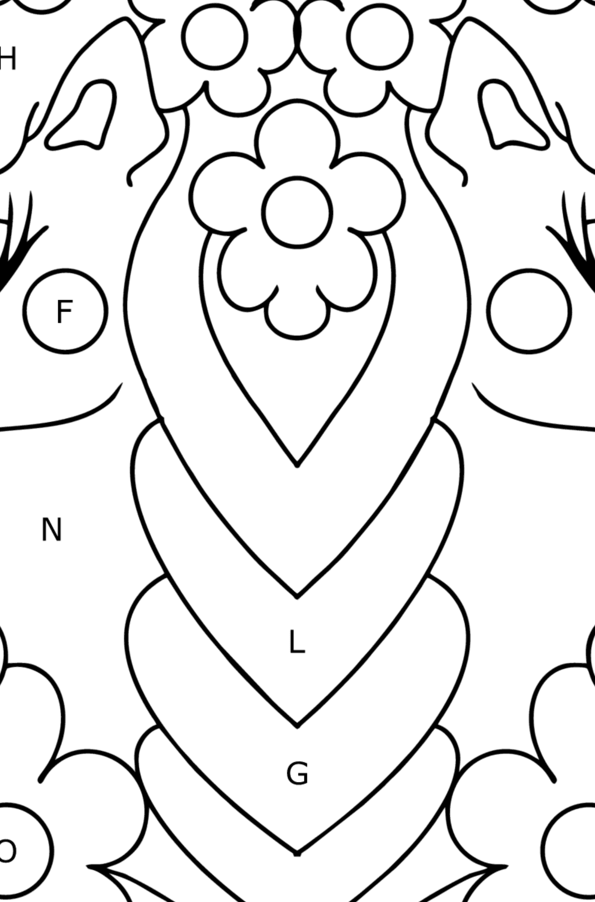 Kolorowanka Romantyczny jednorożec - Kolorowanki wedlug liter dla dzieci