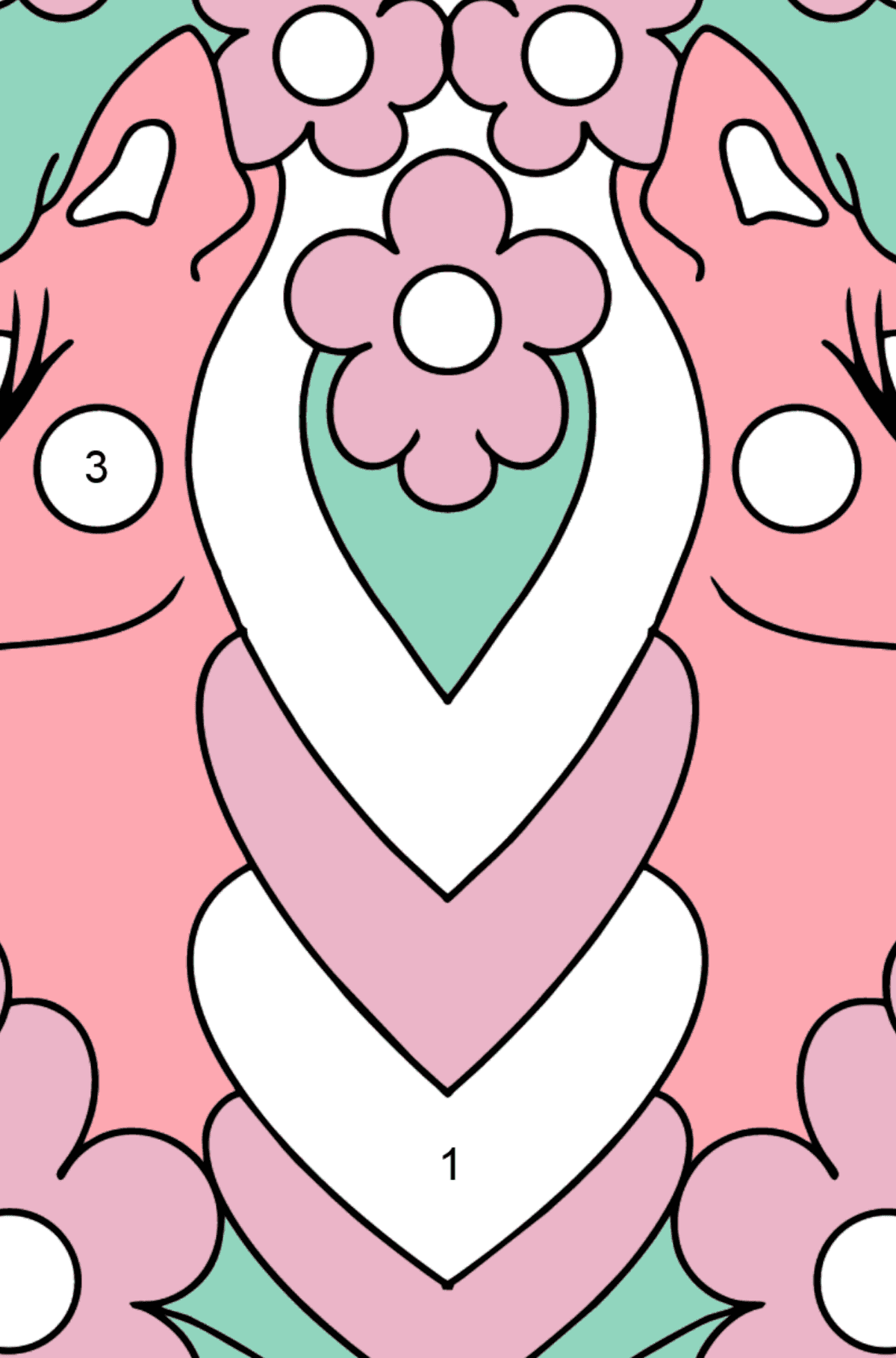 Unicórnio mágico para colorir fácil - Colorir por Números para Crianças