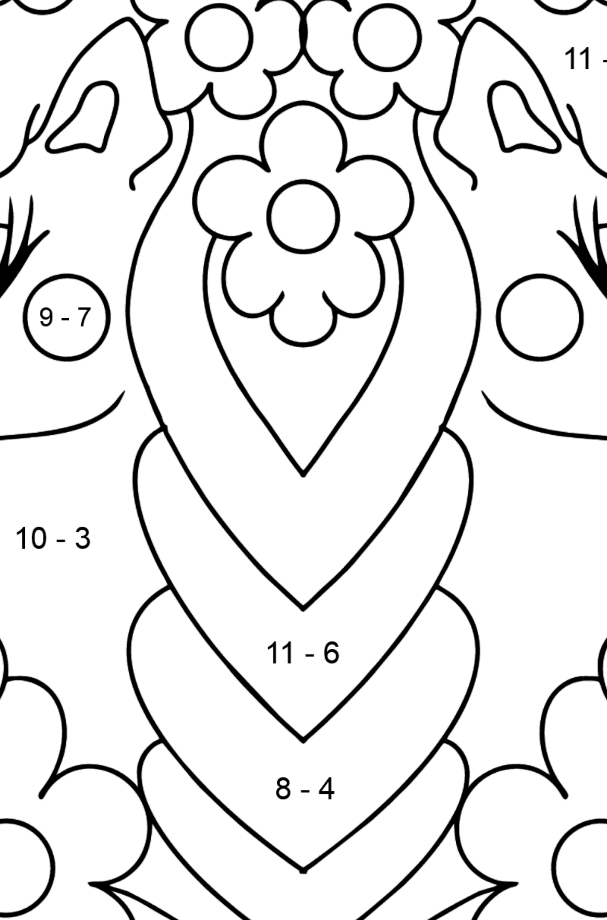 Simple Coloring Book Adorable Unicorn - Math Coloring - Subtraction for Kids
