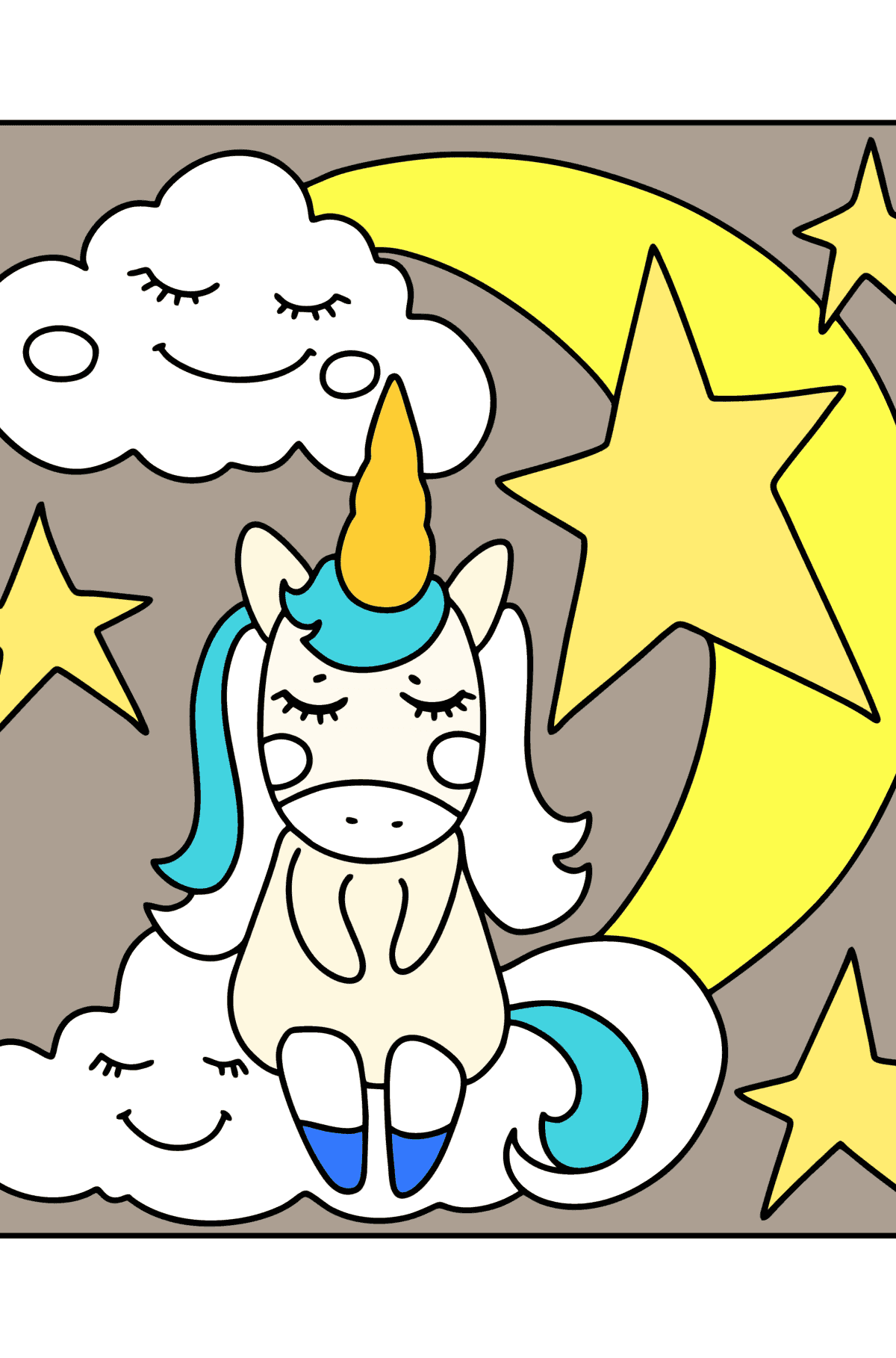 Dibujo de Unicornio estrellado para colorear - Dibujos para Colorear para Niños