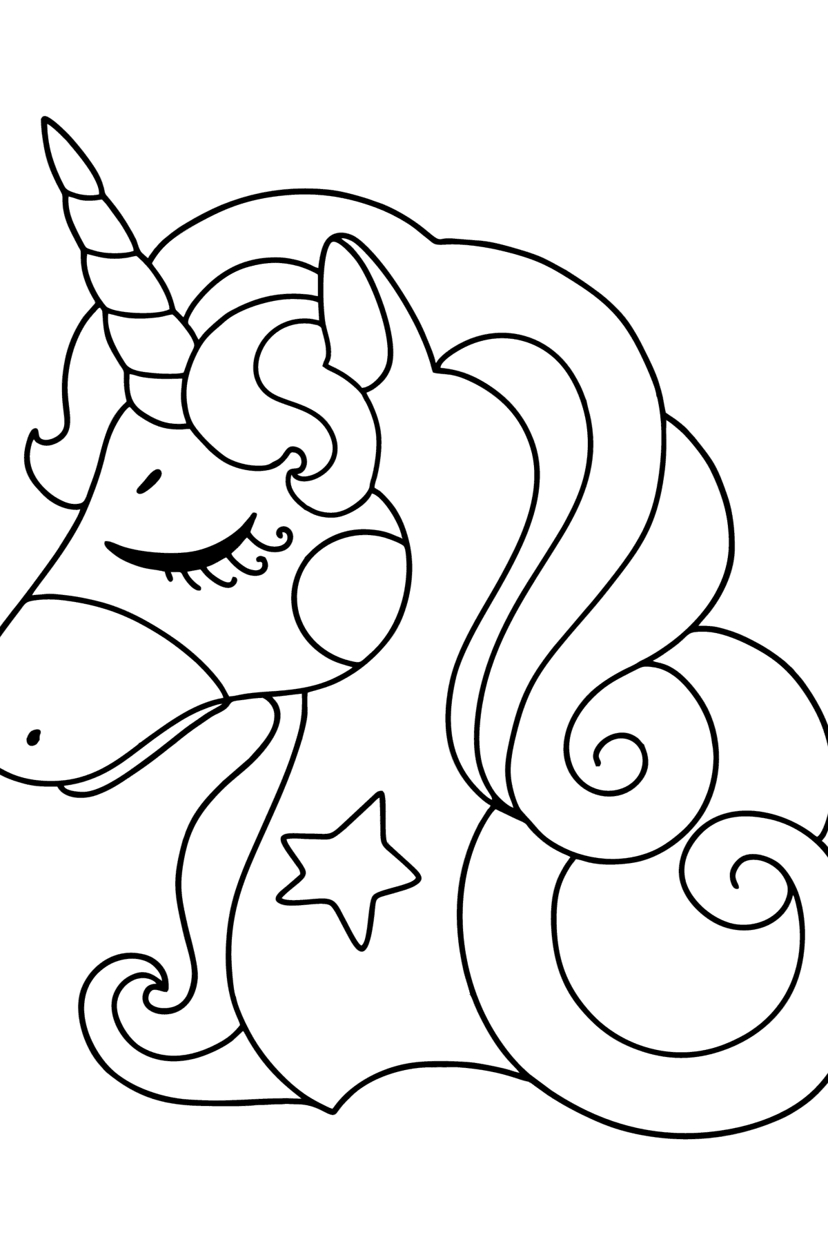 Desen de colorat cap magic unicorn - Desene de colorat pentru copii