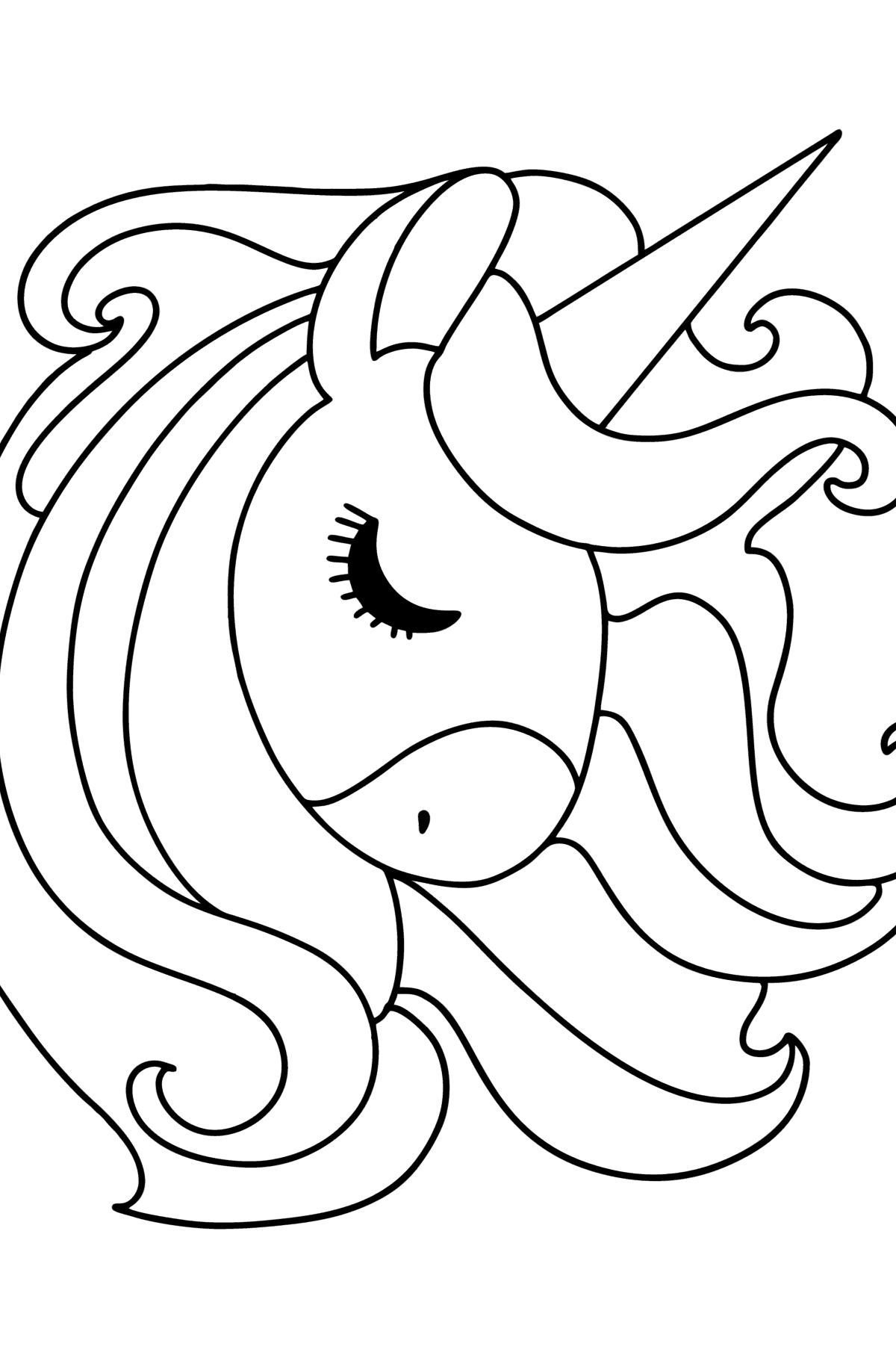 Unicorn head for kids coloring page - Coloring Pages for Kids