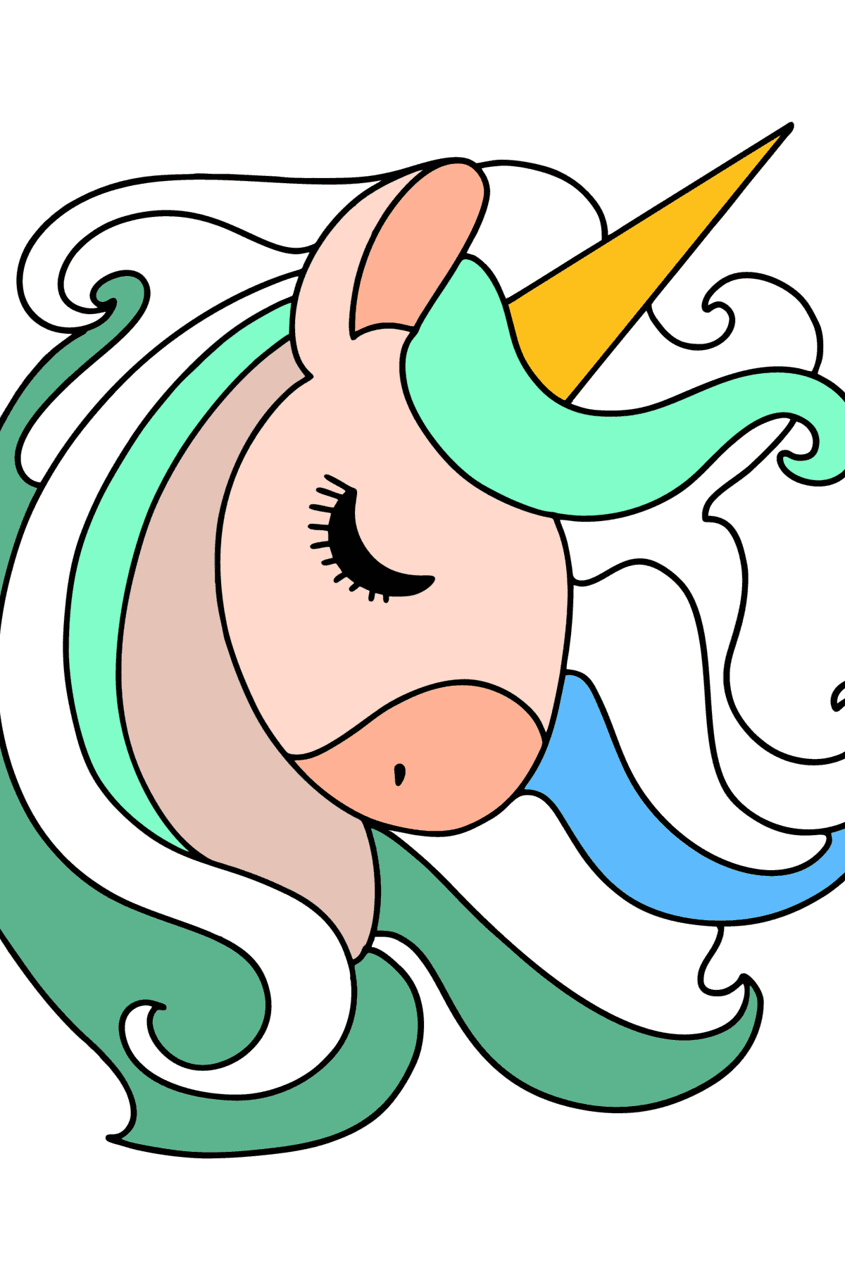 Unicorn head for kids coloring page - Coloring Pages for Kids