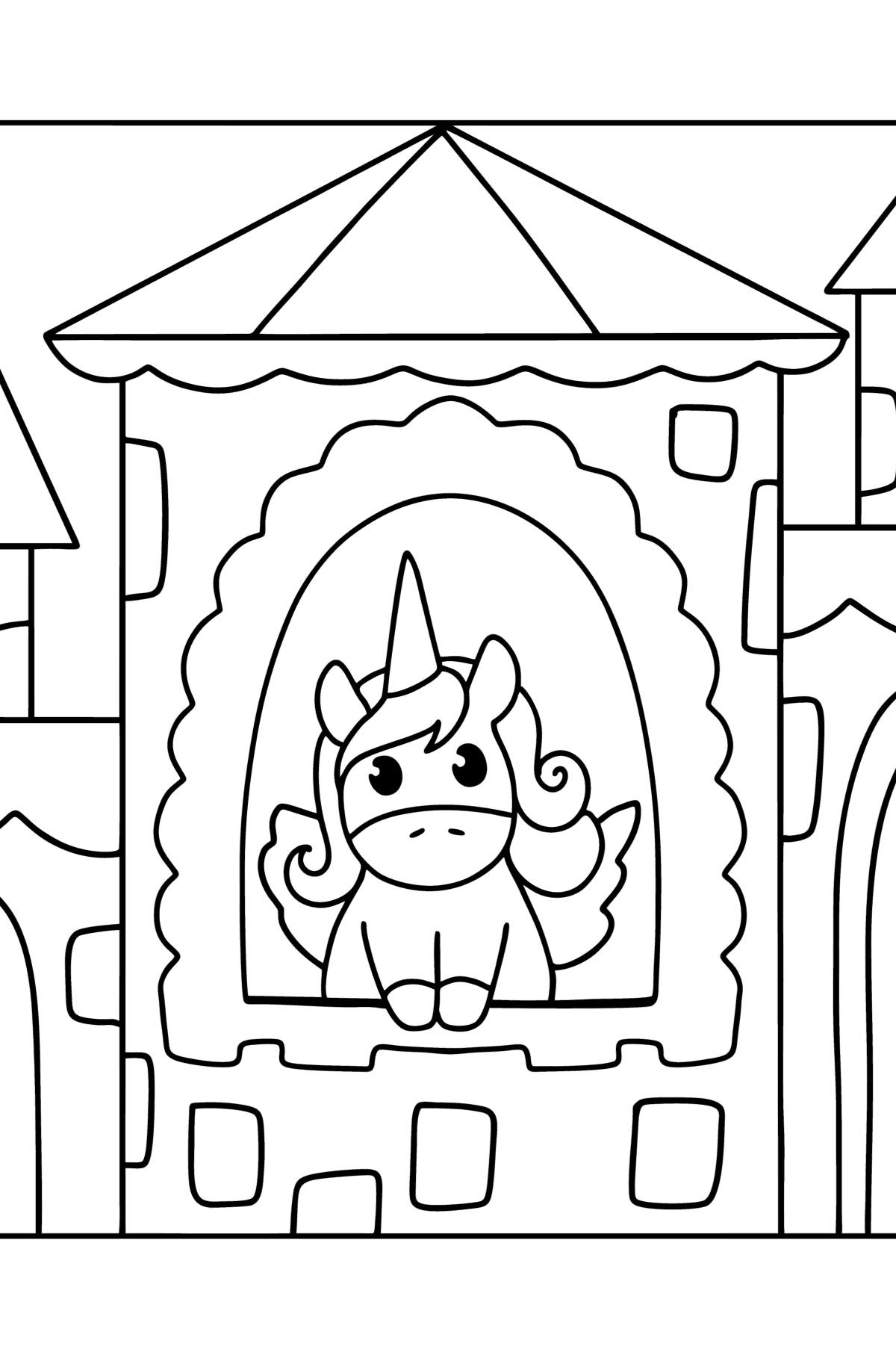 Unicorn in fairyland coloring page - Coloring Pages for Kids