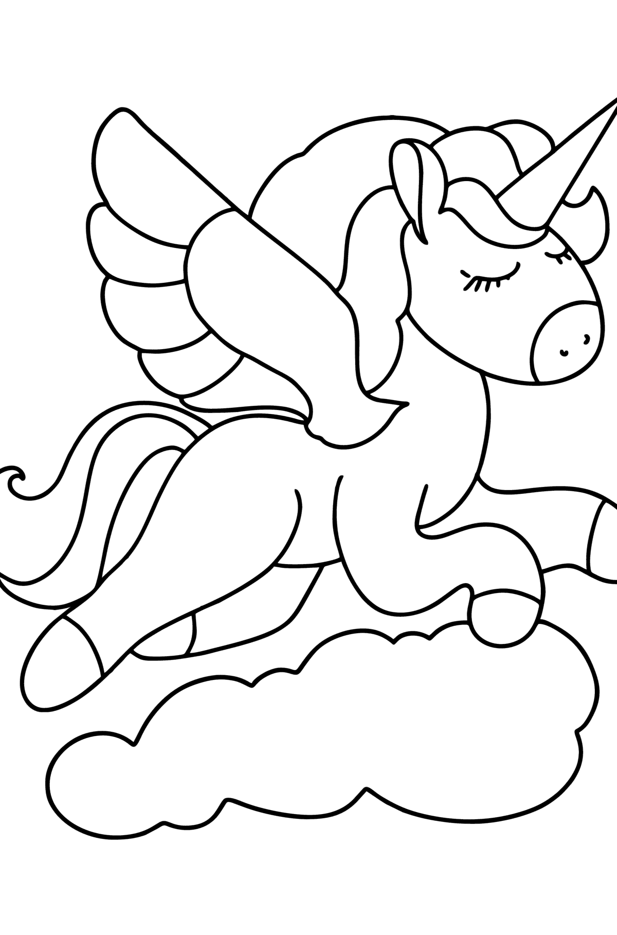 Dibujo para colorear de unicornio con alas - Dibujos para Colorear para Niños