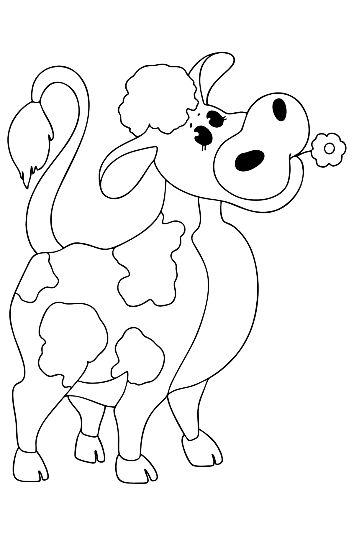 Розмальовка теля з квіткою - Розмальовки для дітей