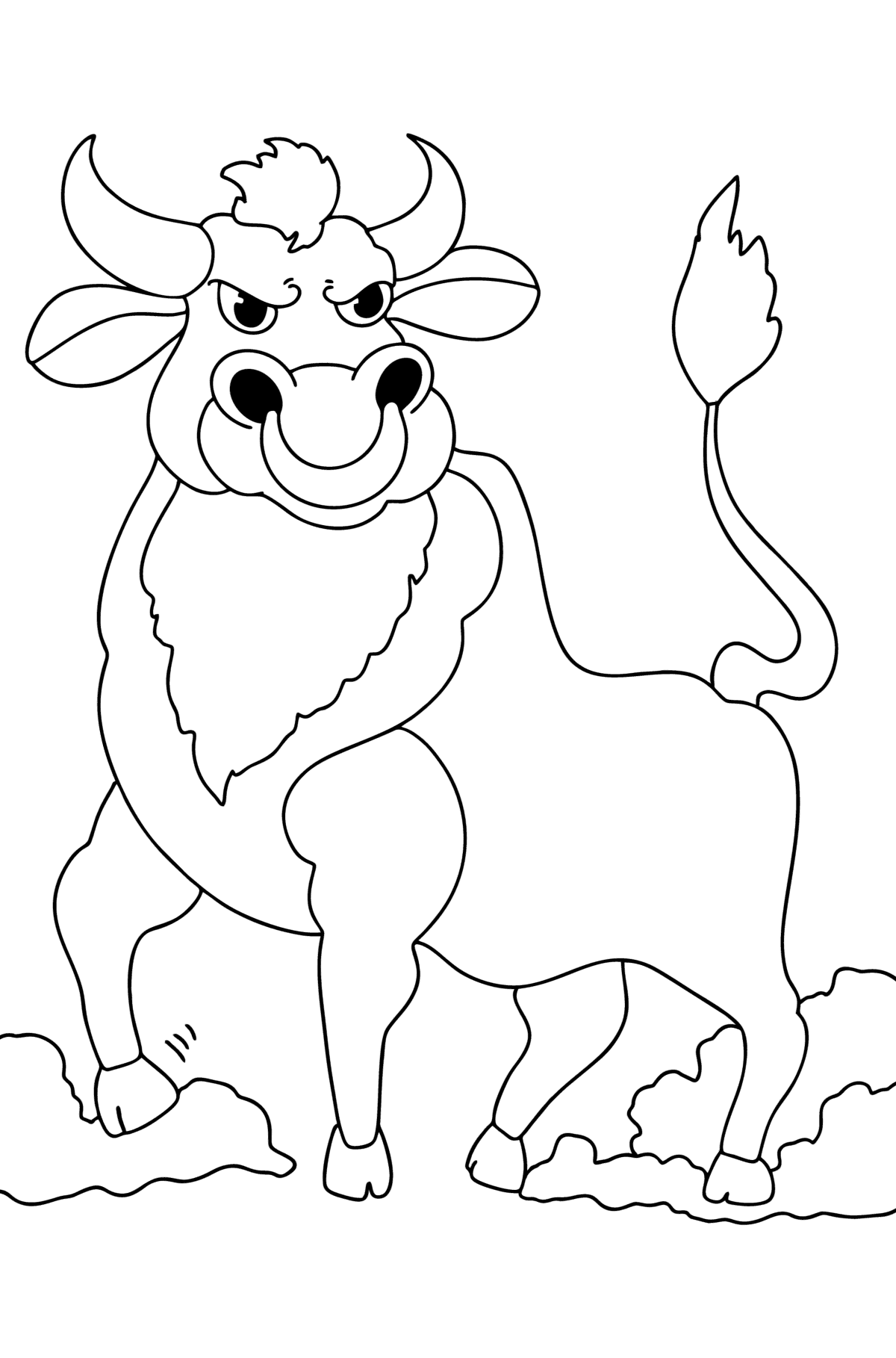 Tegning til farvning Modig tyr - Tegninger til farvelægning for børn