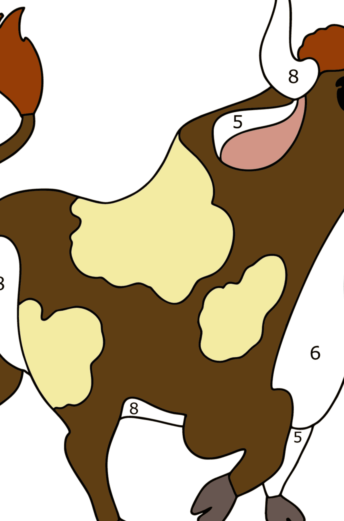 Bull drawing Coloring page - Coloring by Numbers for Kids