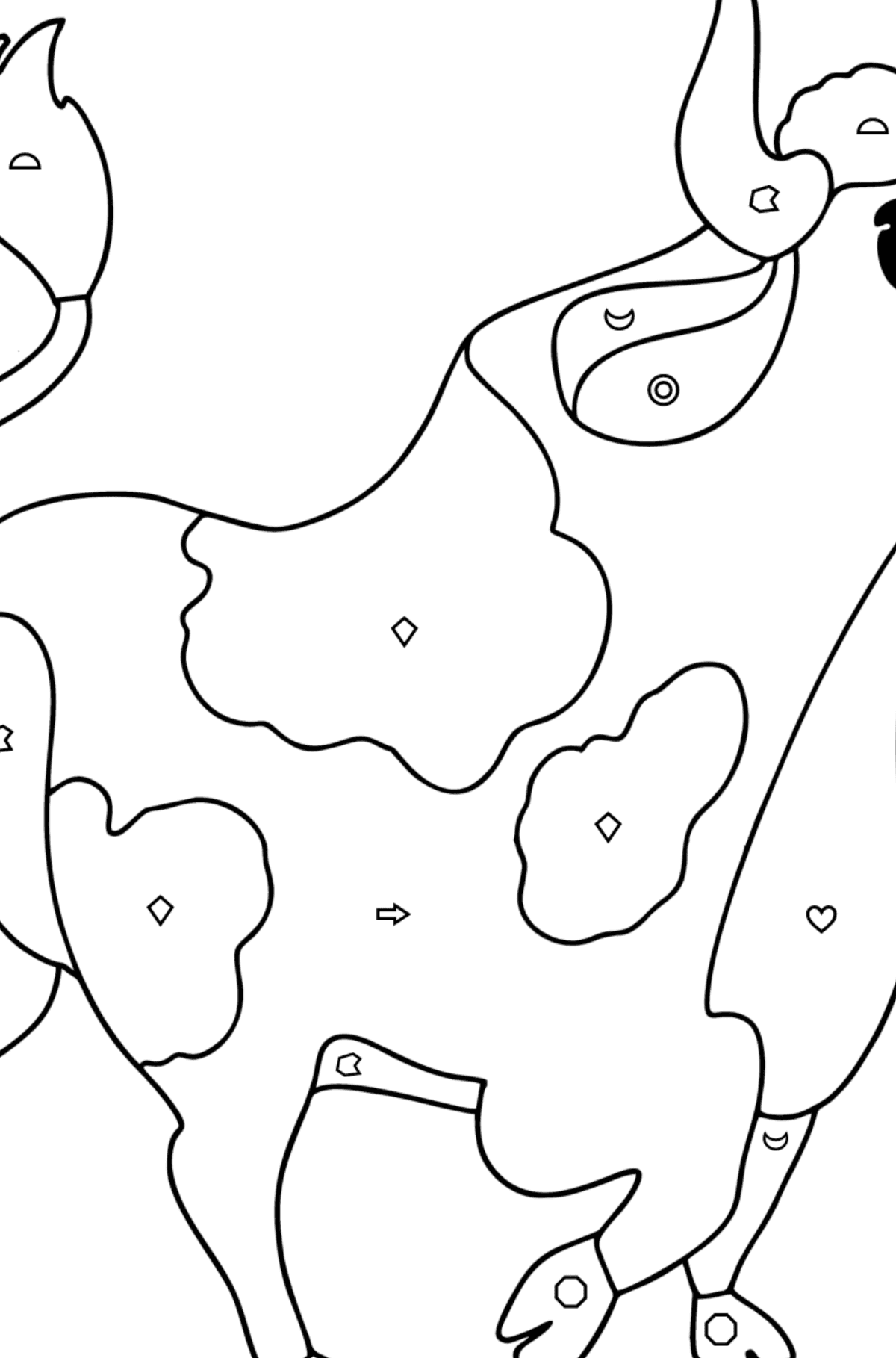 Värityskuva Härän piirustus - Väritys Geometristen Kuvioden mukaan lapsille