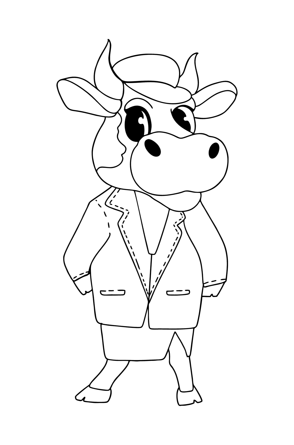 Boyama sayfası karikatürize et, inek - Boyamalar çocuklar için