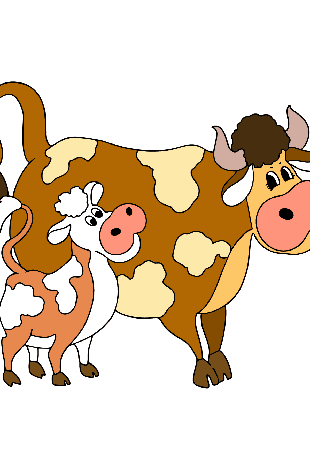 Ausmalbild Kuh mit Kälbchen - Malvorlagen für Kinder