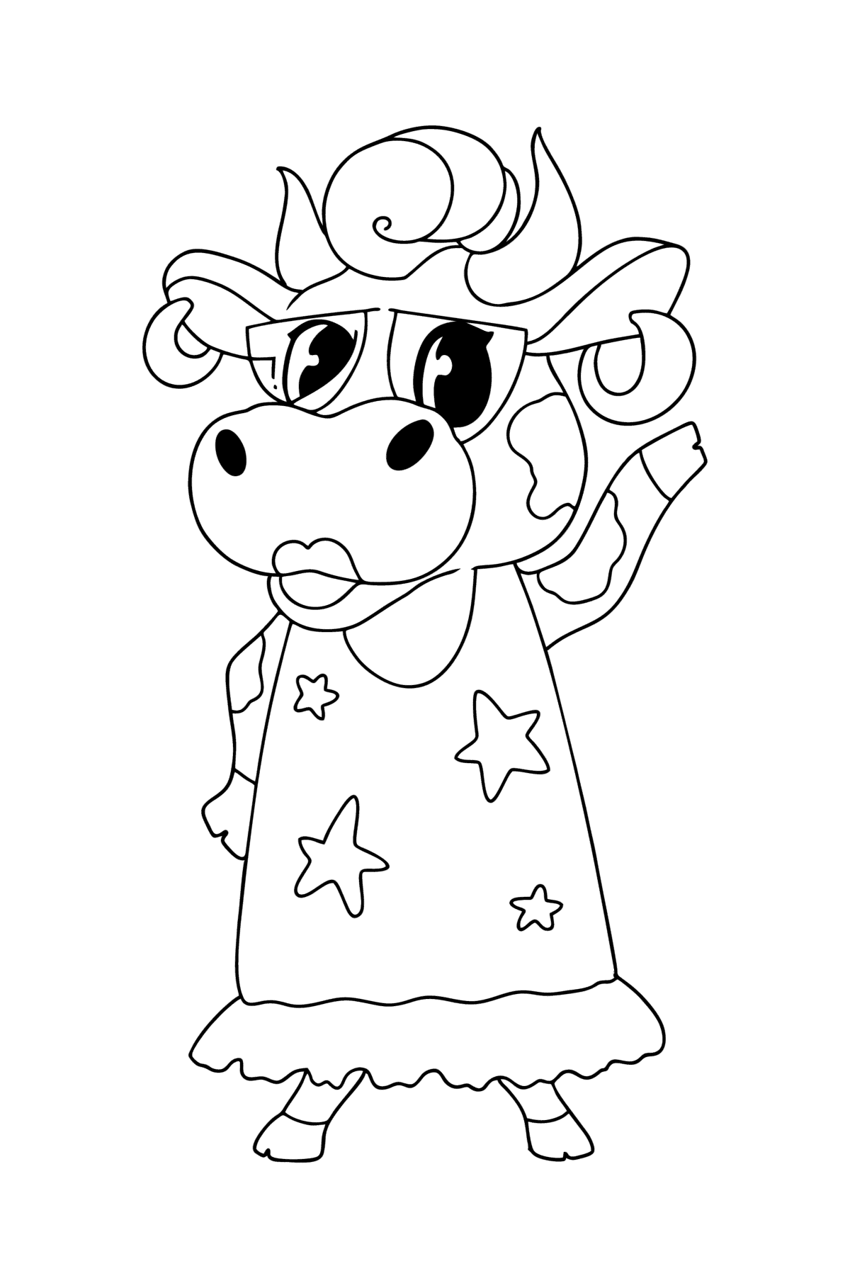 Omalovánka Kreslený kráva vstávání - Omalovánky pro děti