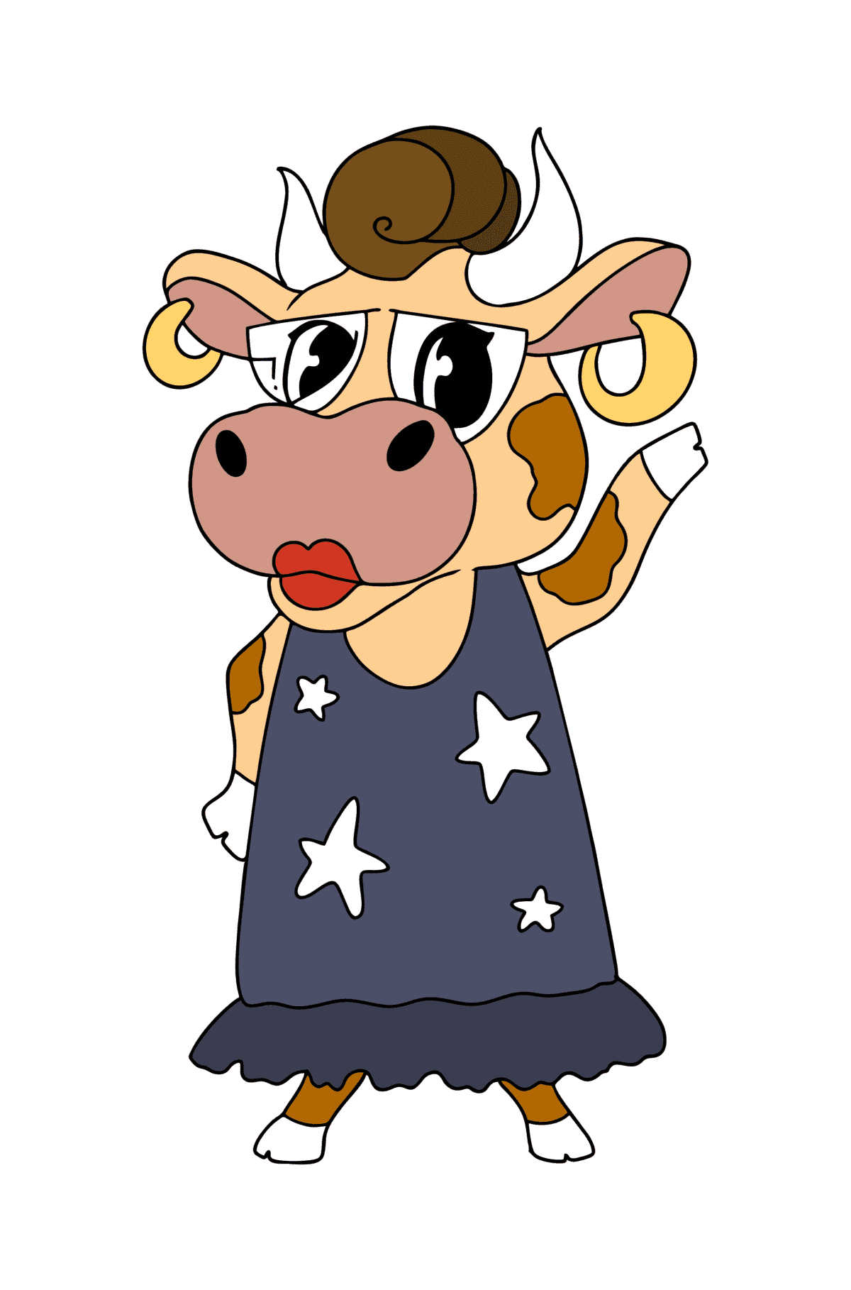 Cartoon cow standing up coloring page - Coloring Pages for Kids