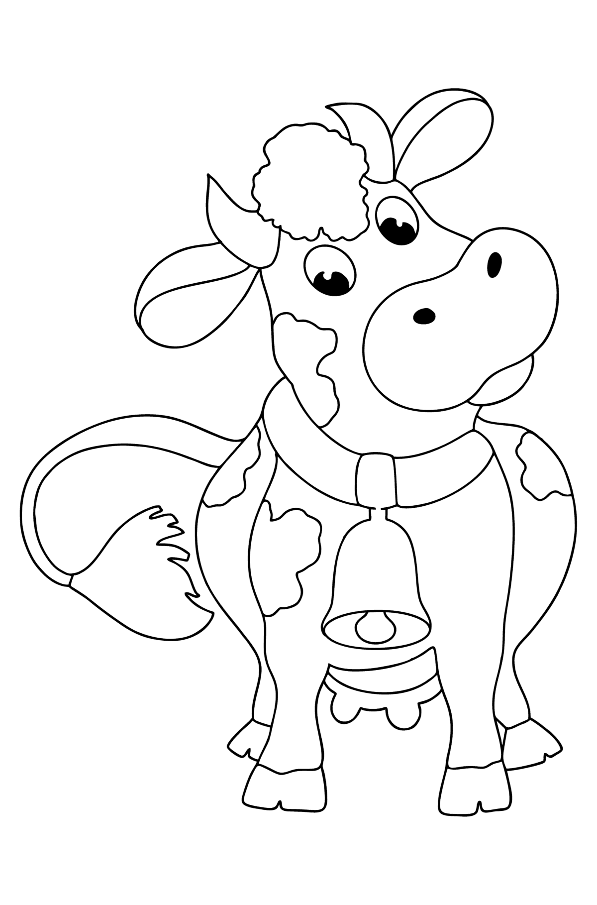 Розмальовка корова з дзвіночком - Розмальовки для дітей
