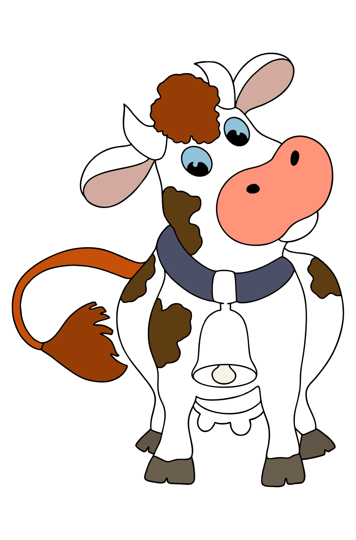 Disegno di Mucca con campana da colorare - Disegni da colorare per bambini