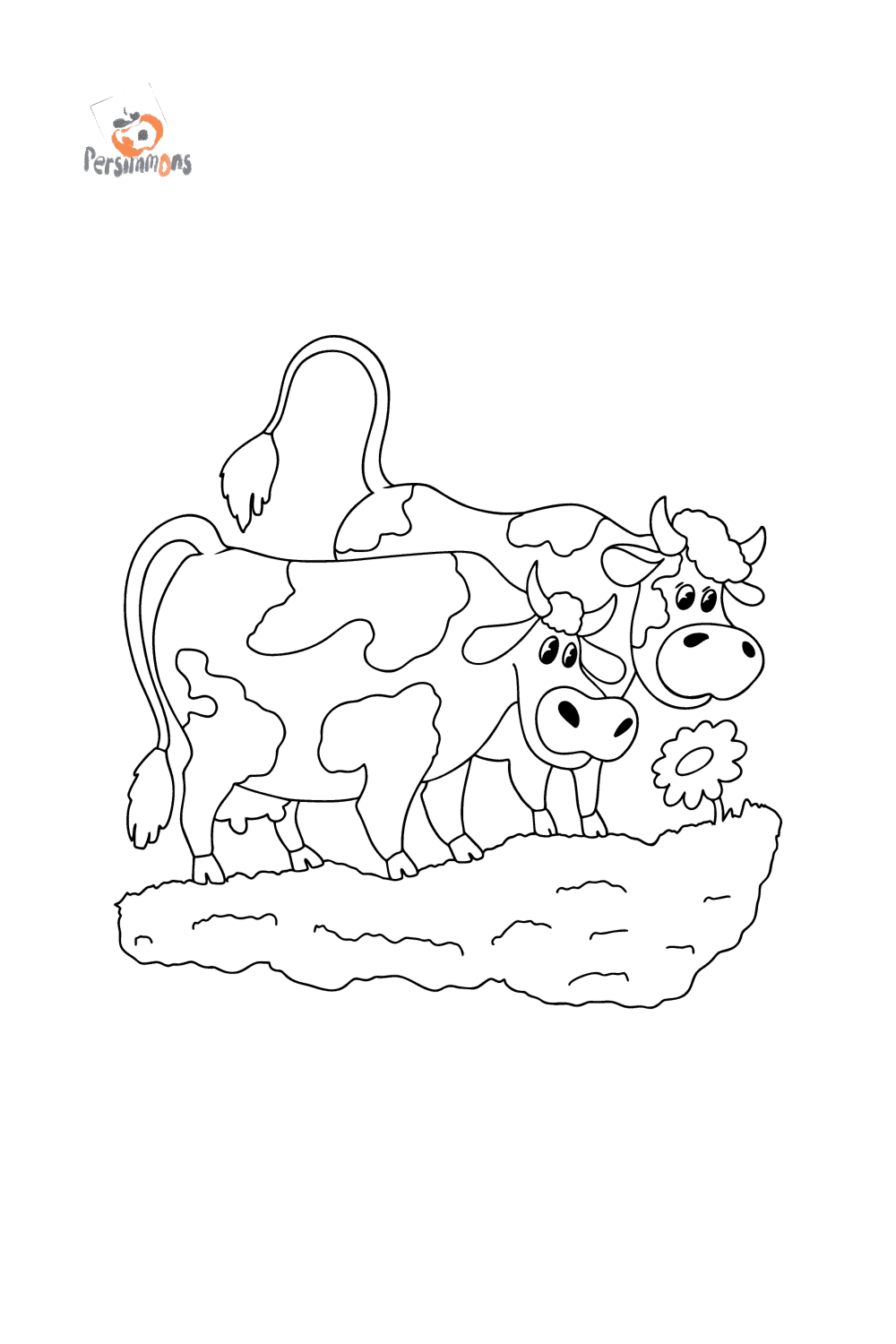 Two cows in the meadow Coloring page ♥ Online and Print for Free!