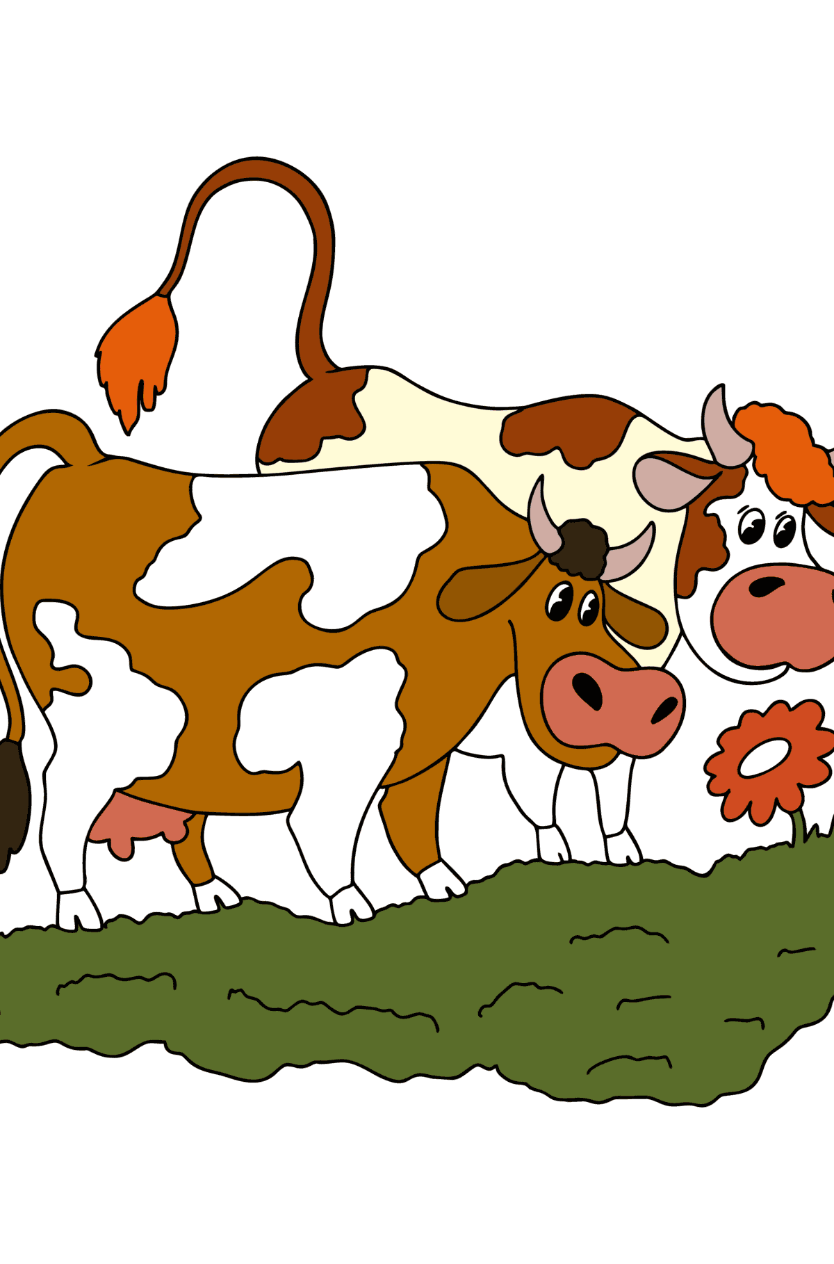 Disegno da colorare Due mucche nel prato - Disegni da colorare per bambini
