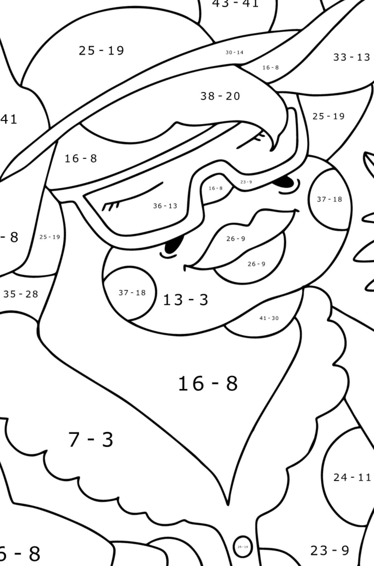 Cute Cow coloring page - Math Coloring - Subtraction for Kids