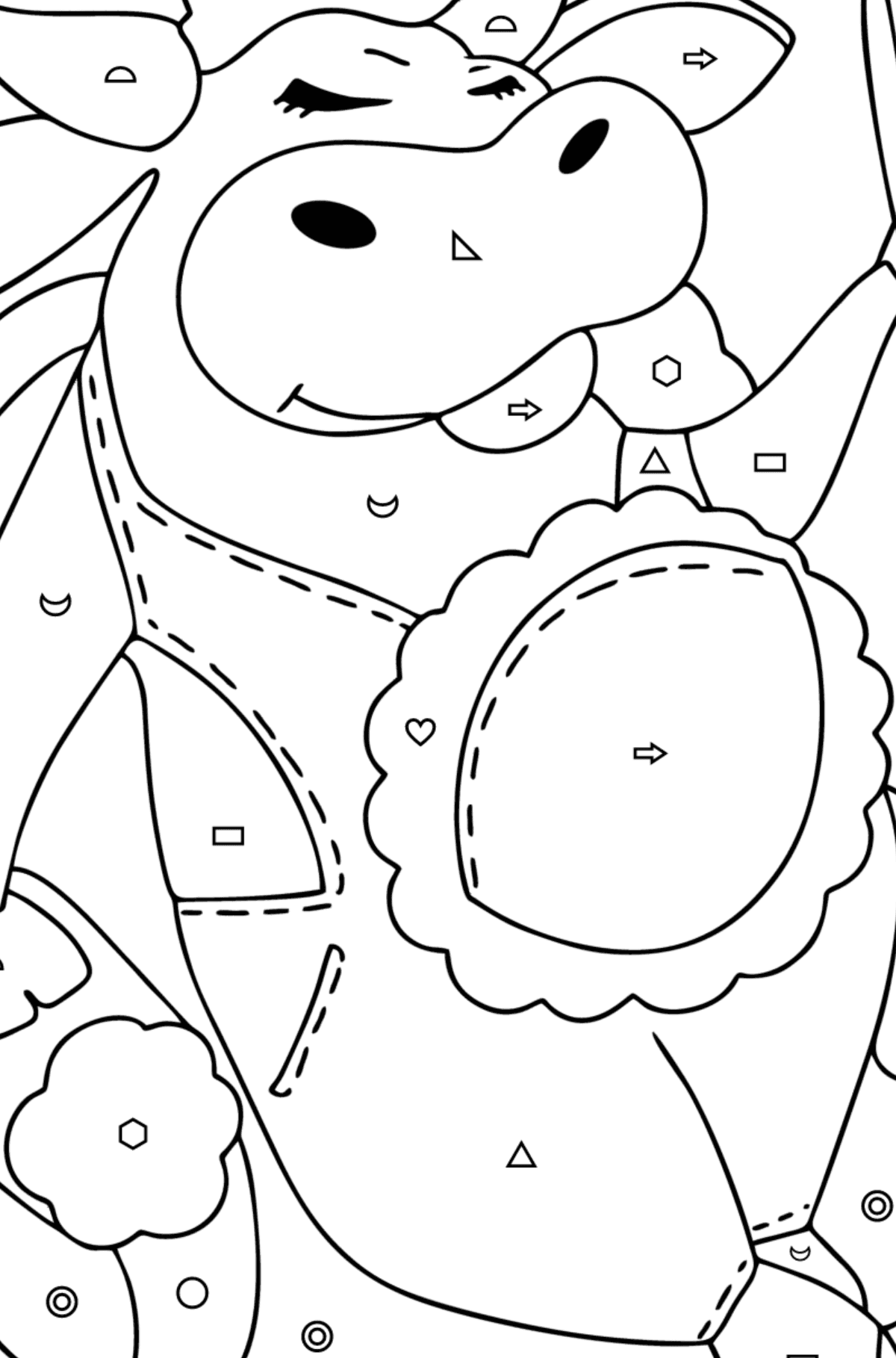 Funny cow coloring page - Coloring by Geometric Shapes for Kids