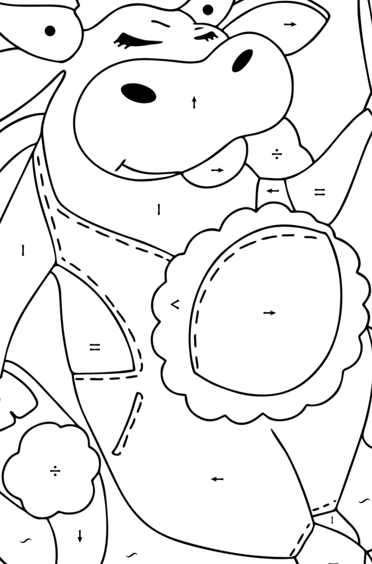 Funny cow coloring page - Coloring by Symbols for Kids