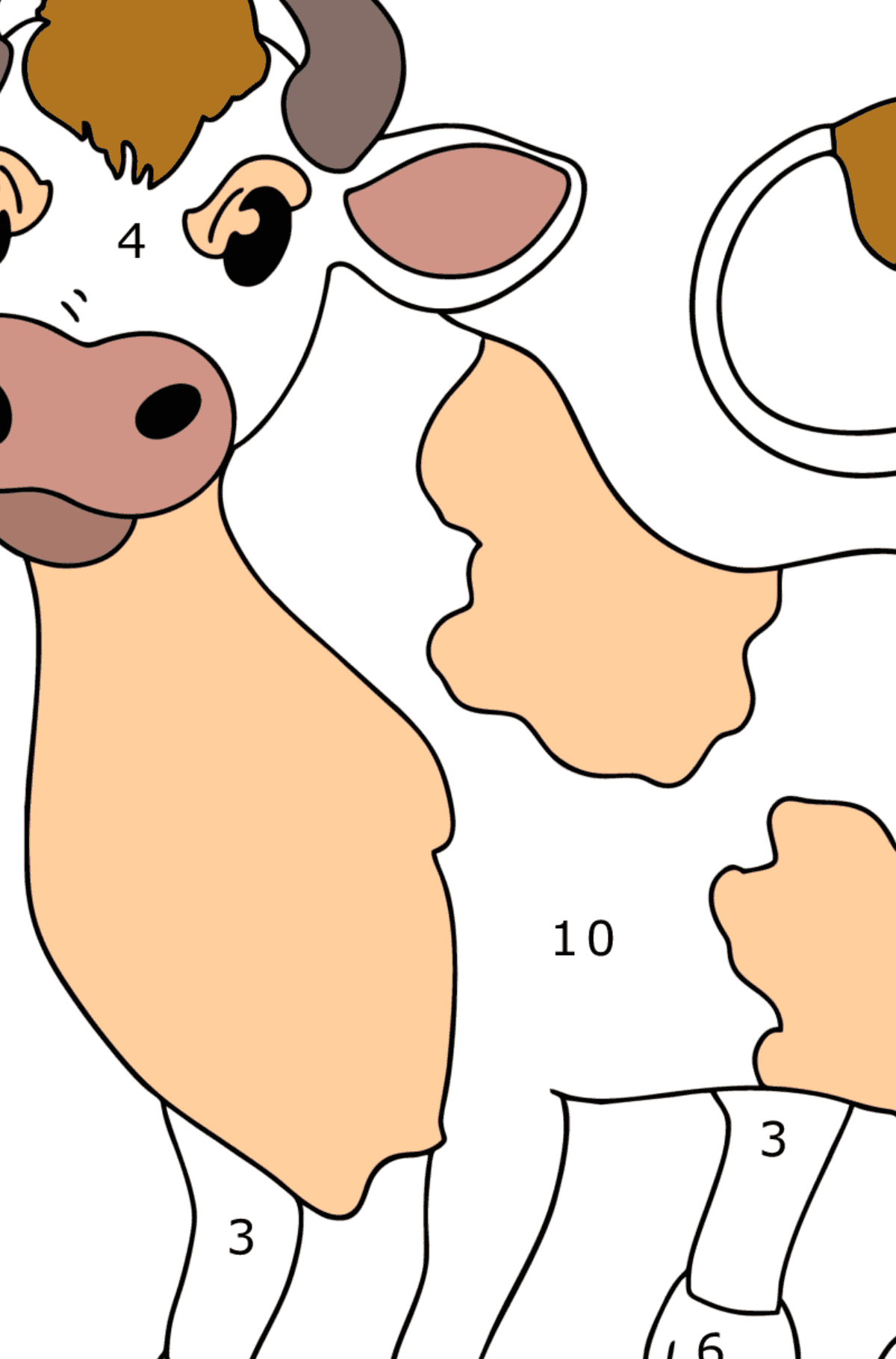 Gray bull coloring page - Coloring by Numbers for Kids