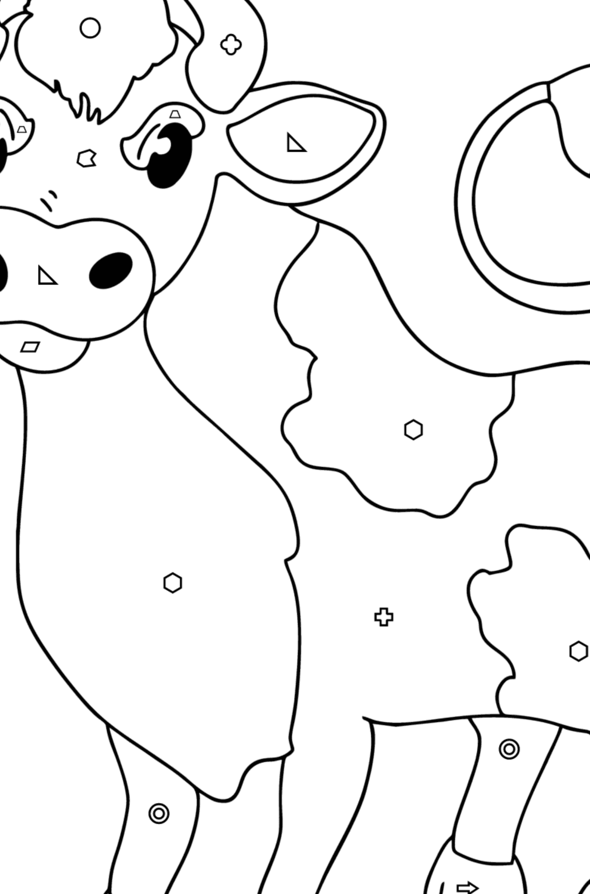 Värityskuva Harmaa härkä - Väritys Geometristen Kuvioden mukaan lapsille