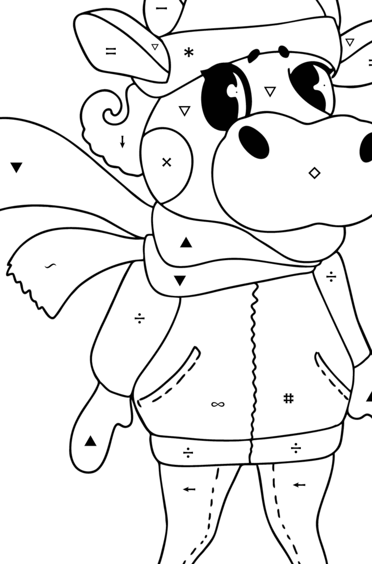 Kawaii cow coloring page - Coloring by Symbols for Kids
